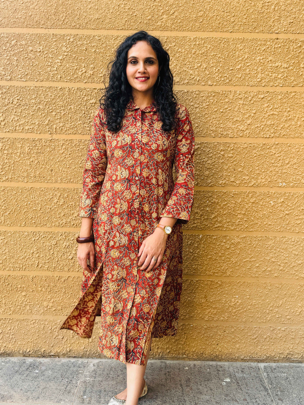 Gargi - Hand block printed kalamkari Maxi dress