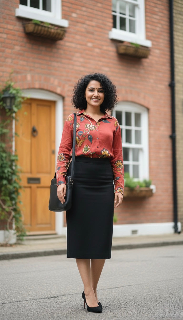 Kimaya - Pure crepe shirt with Kalamkari print