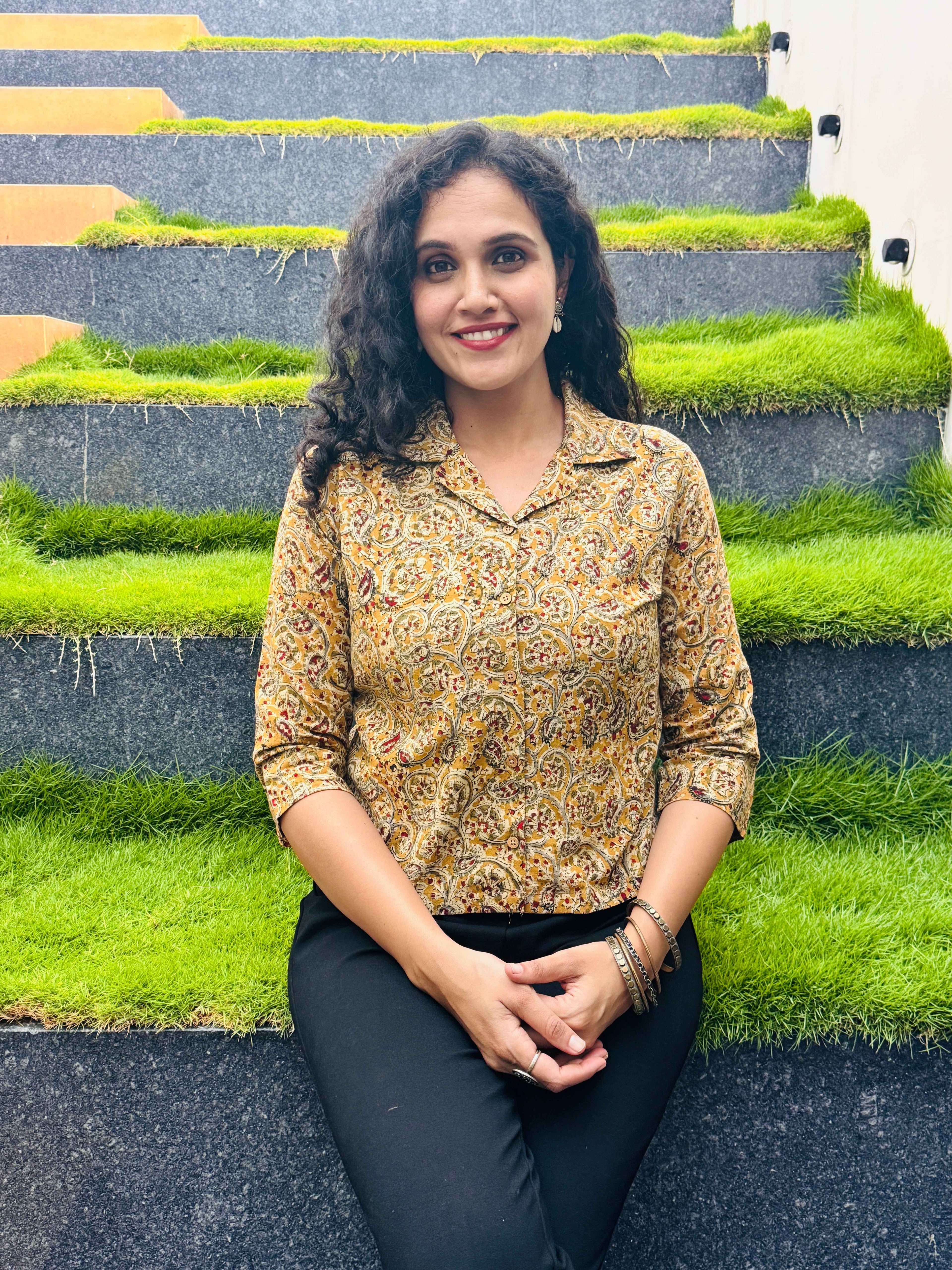 Nirupa - Hand block printed kalamkari crop top