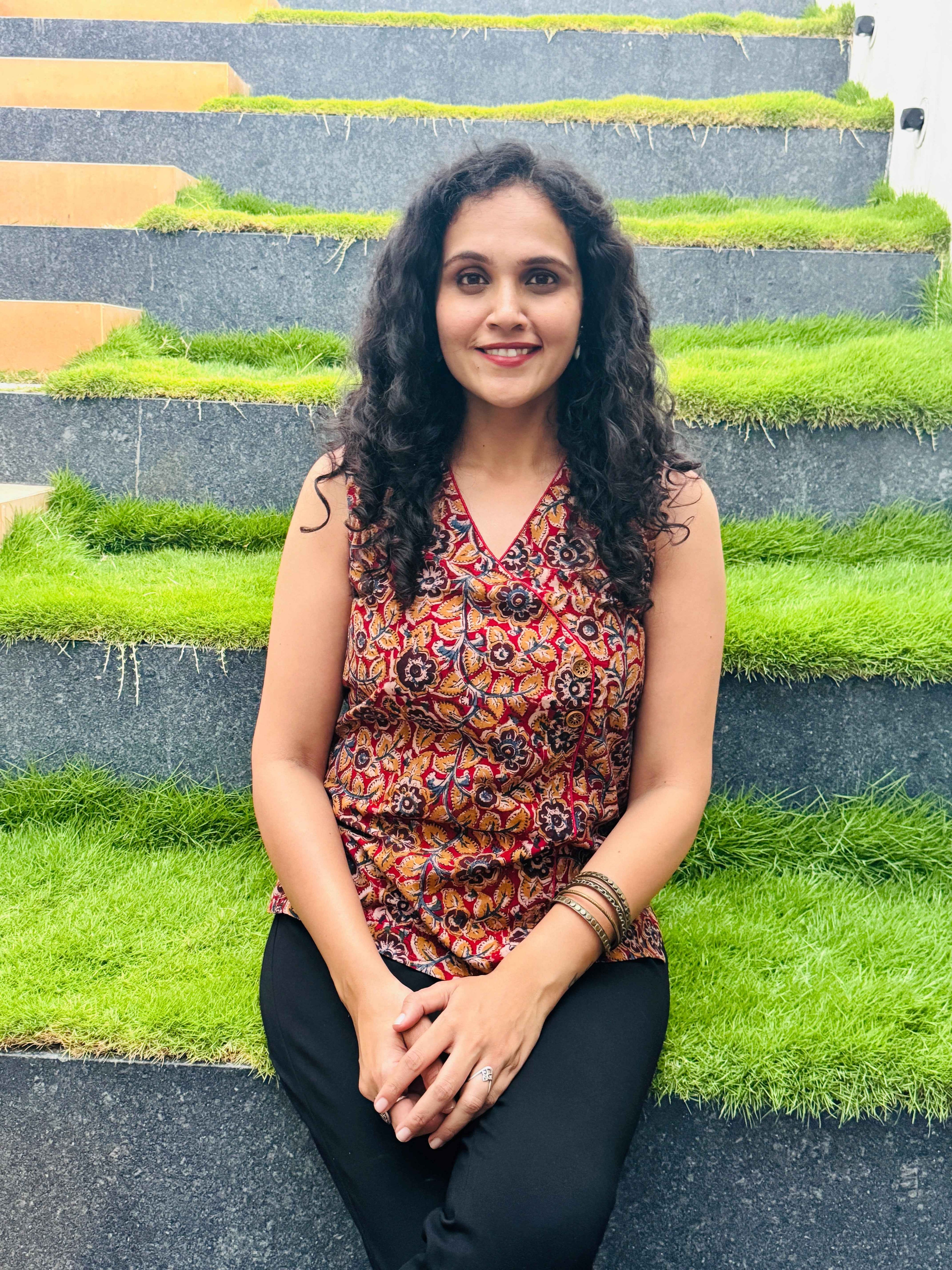 Diya - Hand block printed kalamkari sleeveless short top
