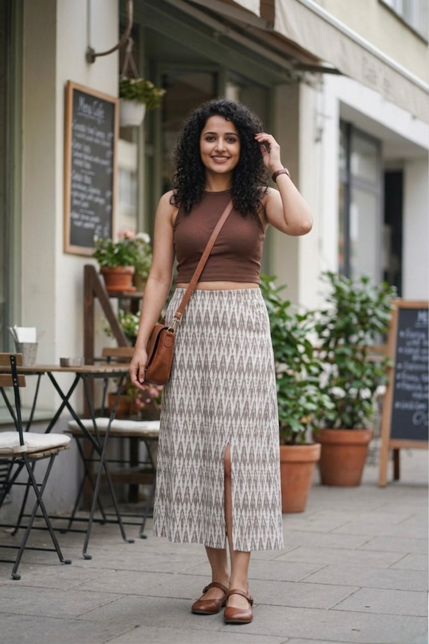 Aira-Hand block printed straight cut skirt