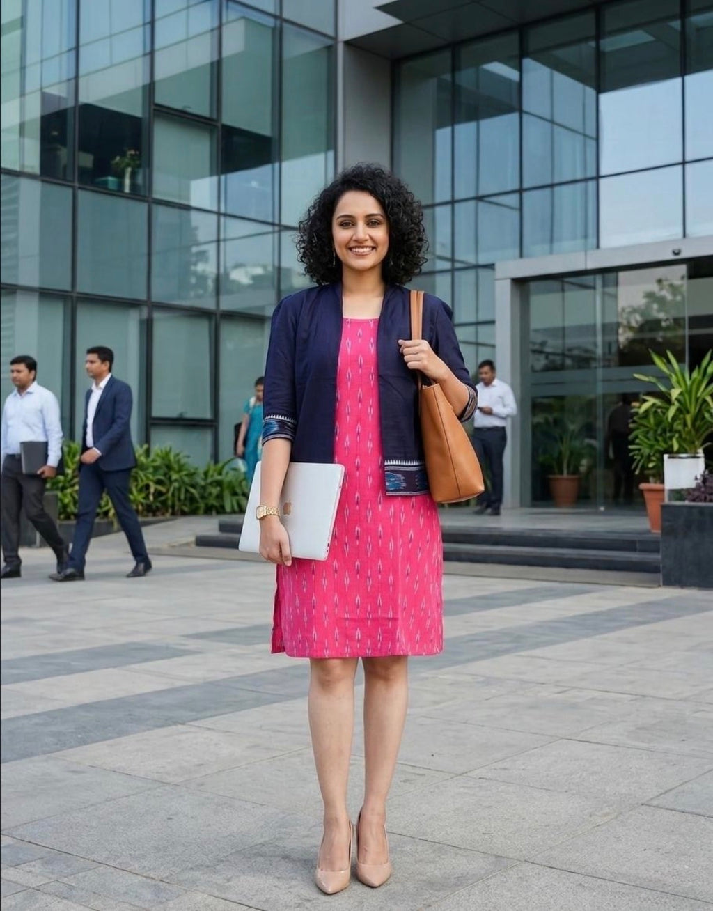 Bhuvi-Handloom ikkat weave knee length dress