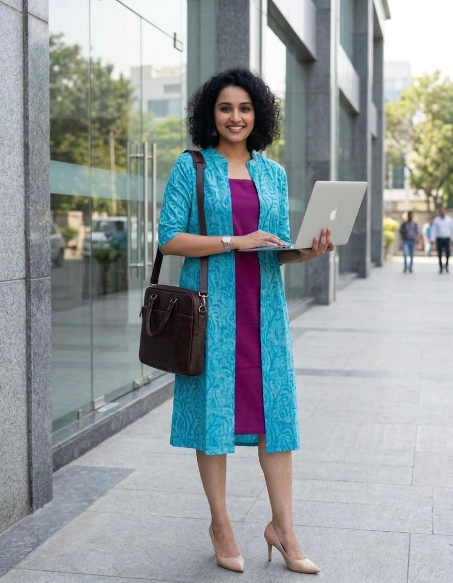 Aradhya-Cotton hand block printed long dress