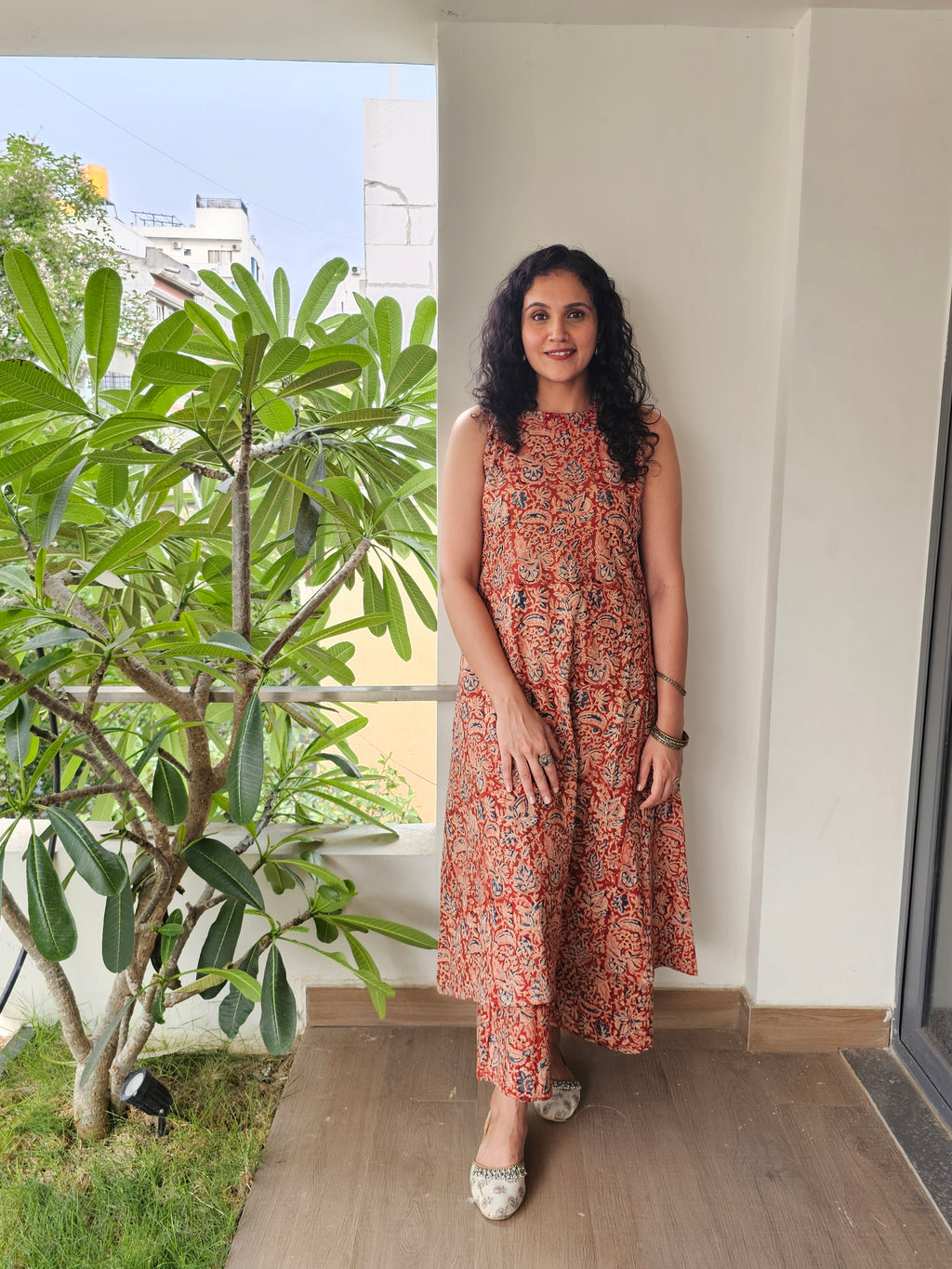 Bhoomi - Hand block printed kalamkari halter neck co-ord set