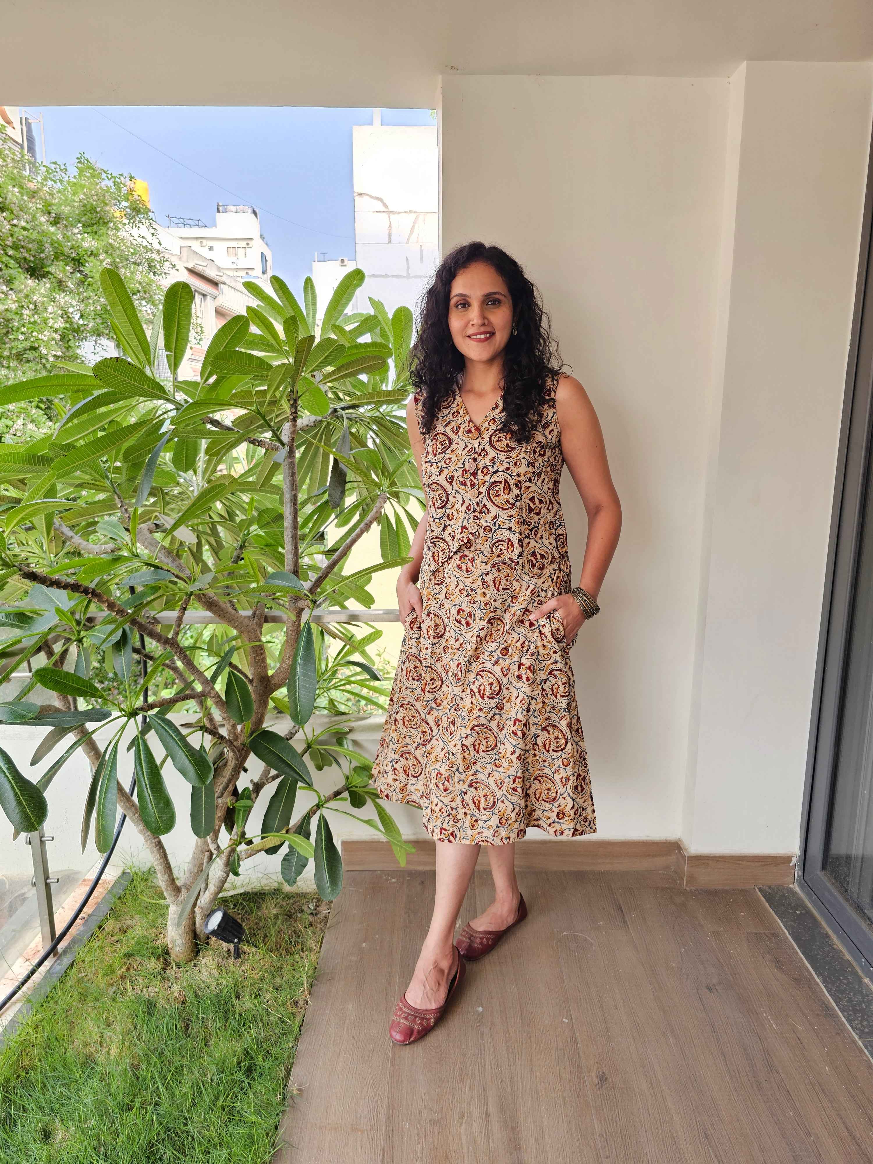 Vrukhsa - Hand block printed kalamkari skirt top