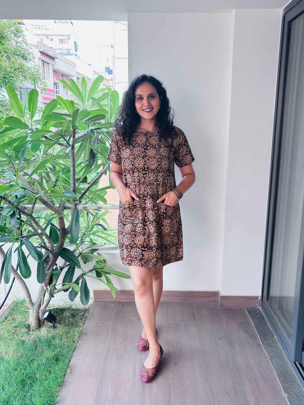 Mrudula - Hand block printed kalamkari short dress