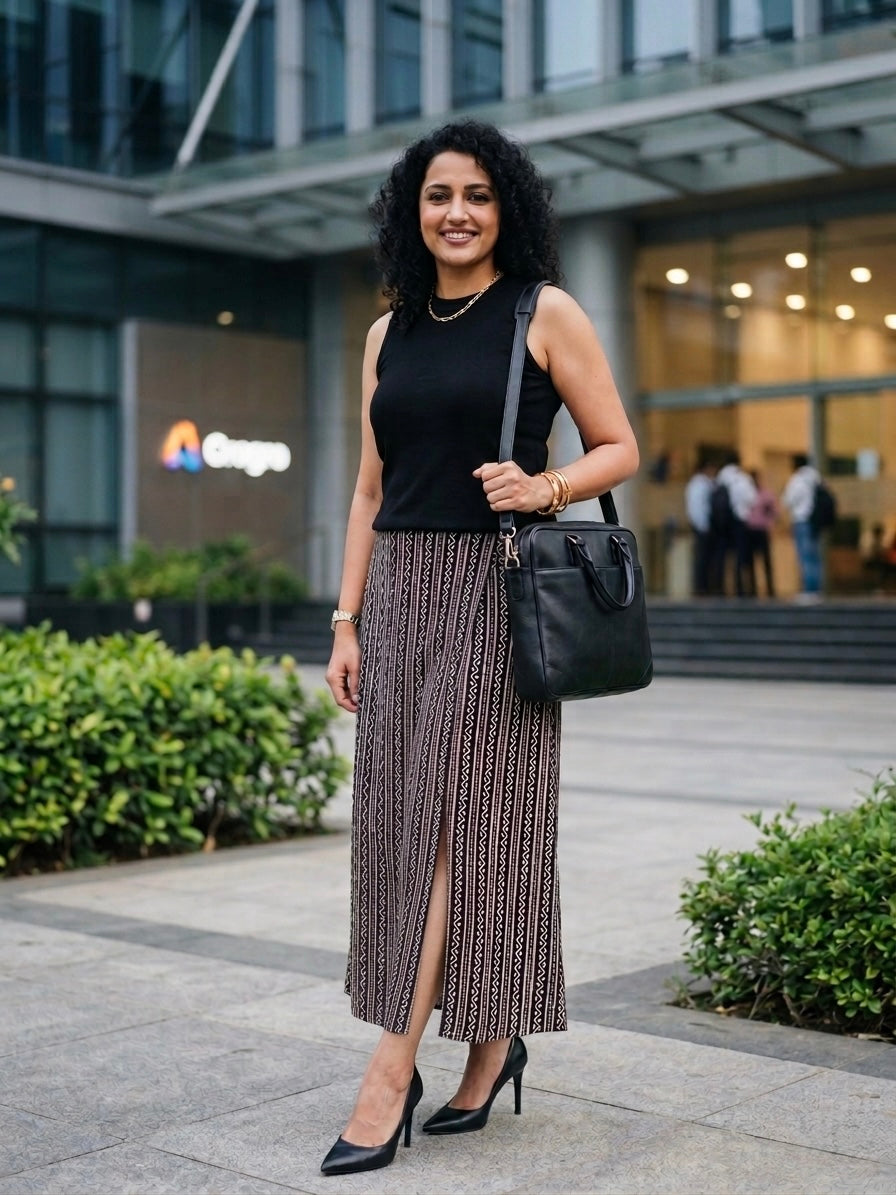 Siddhi-Hand block printed straight cut skirt