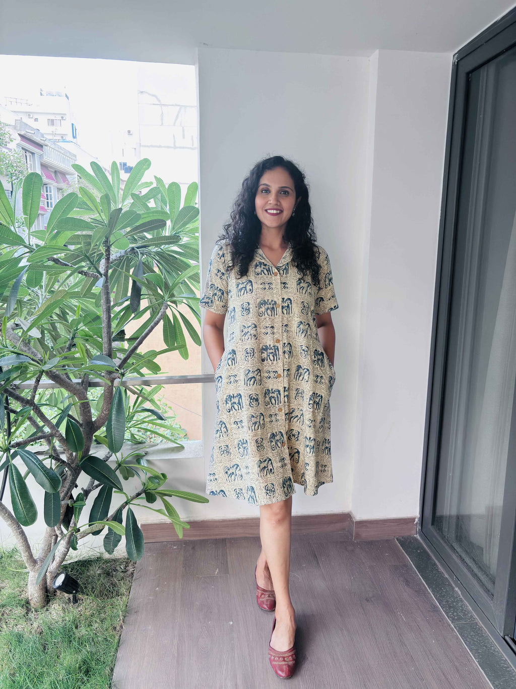 Anvaya - Hand block printed kalamkari A Line dress