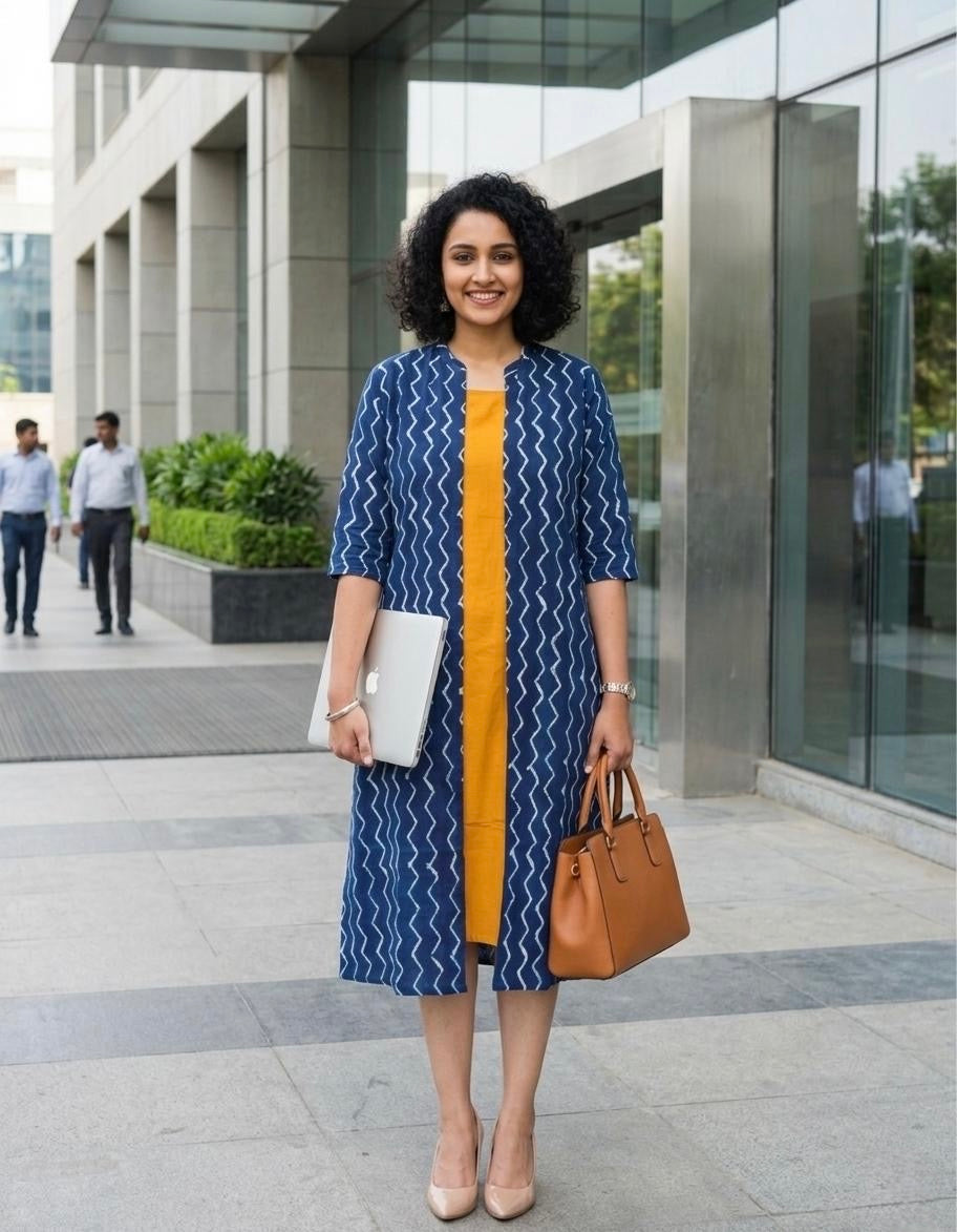 Akriti-Cotton hand block printed long dress
