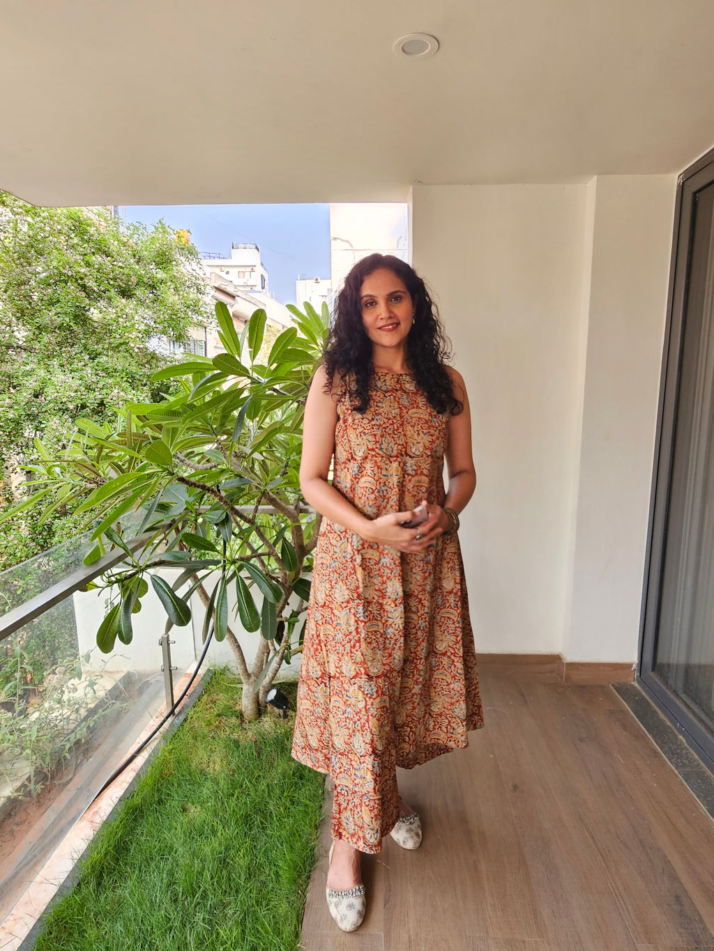 Mrida - Hand block printed kalamkari halter neck co-ord set
