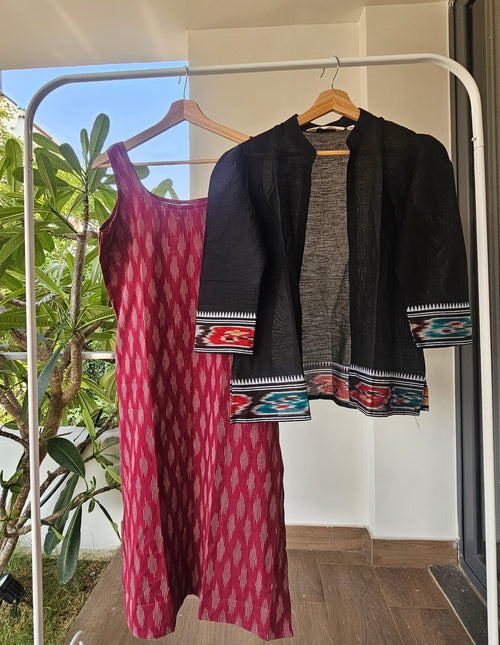 Anagha-Handloom ikkat weave knee length dress