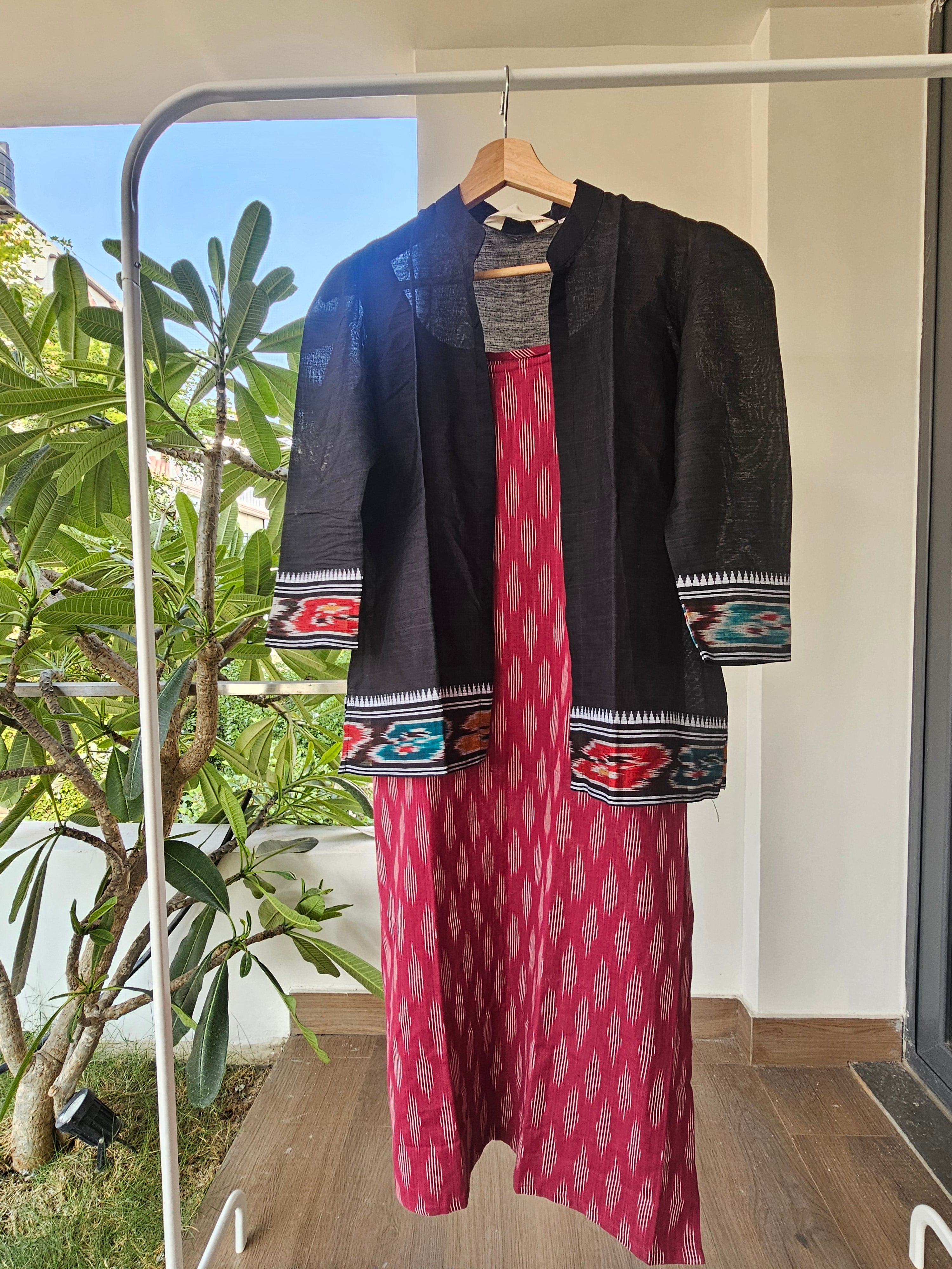 Anagha-Handloom ikkat weave knee length dress