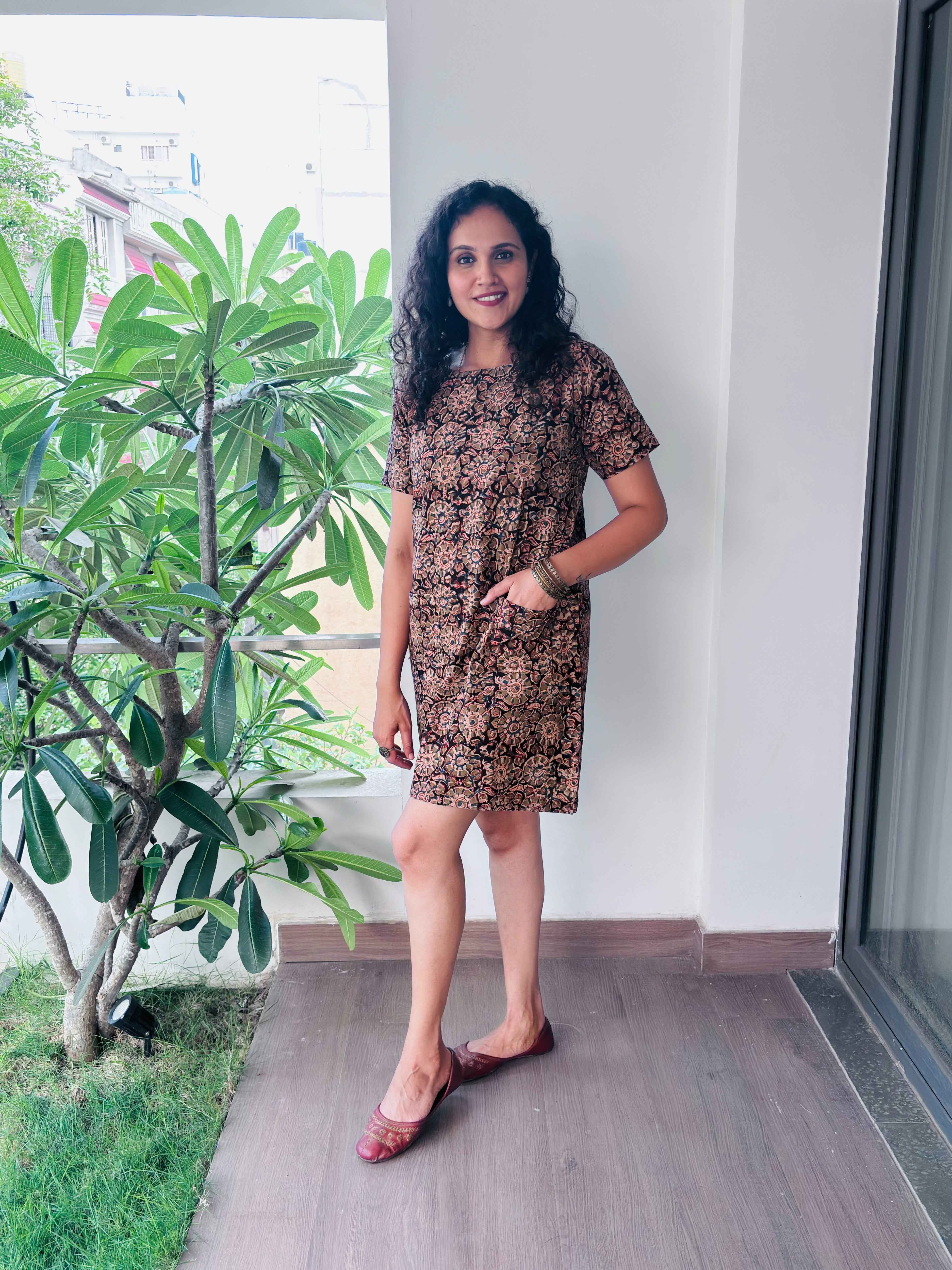 Mrudula - Hand block printed kalamkari short dress