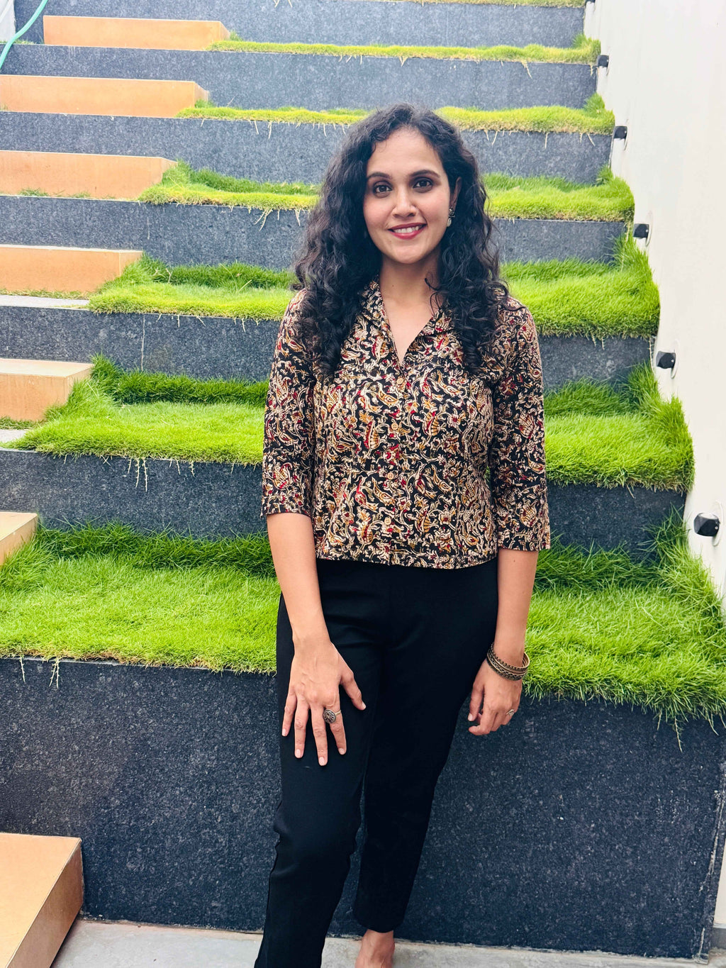 Krupa - Hand block printed kalamkari crop top