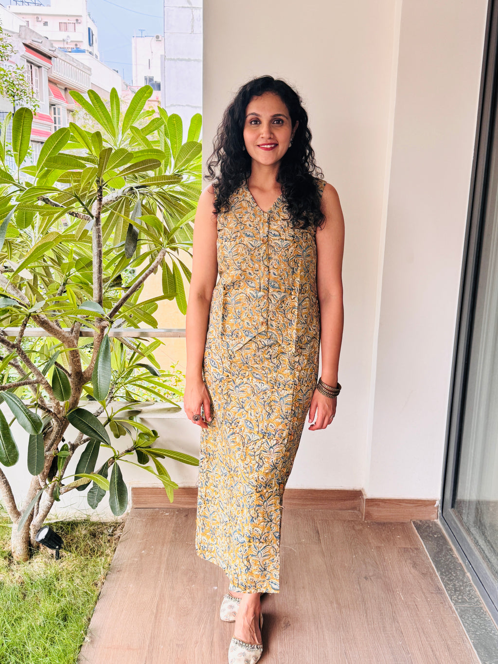 Sutra - Hand block printed kalamkari skirt top