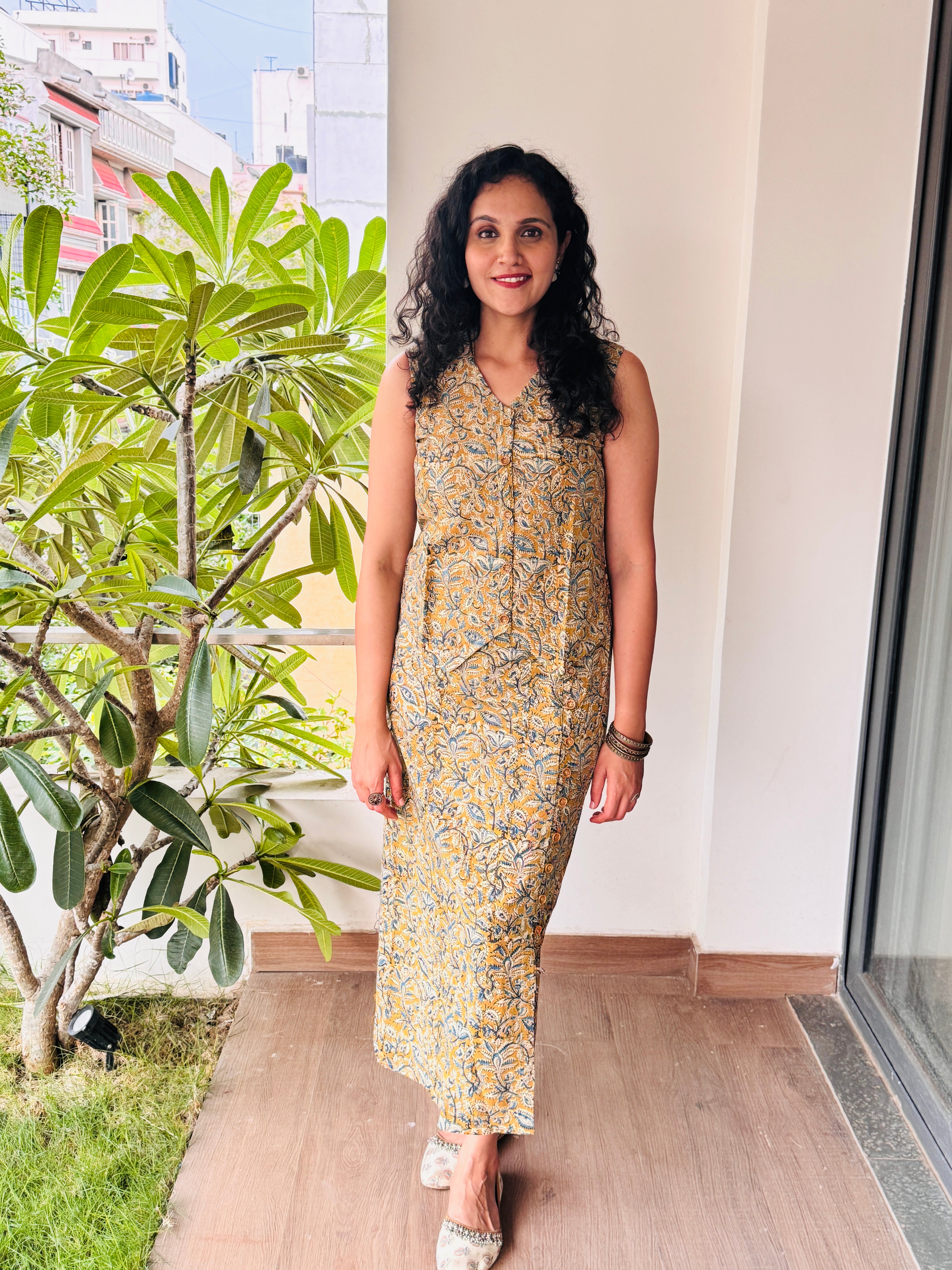 Sutra - Hand block printed kalamkari skirt top