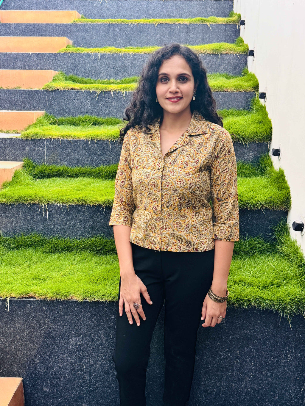 Nirupa - Hand block printed kalamkari crop top