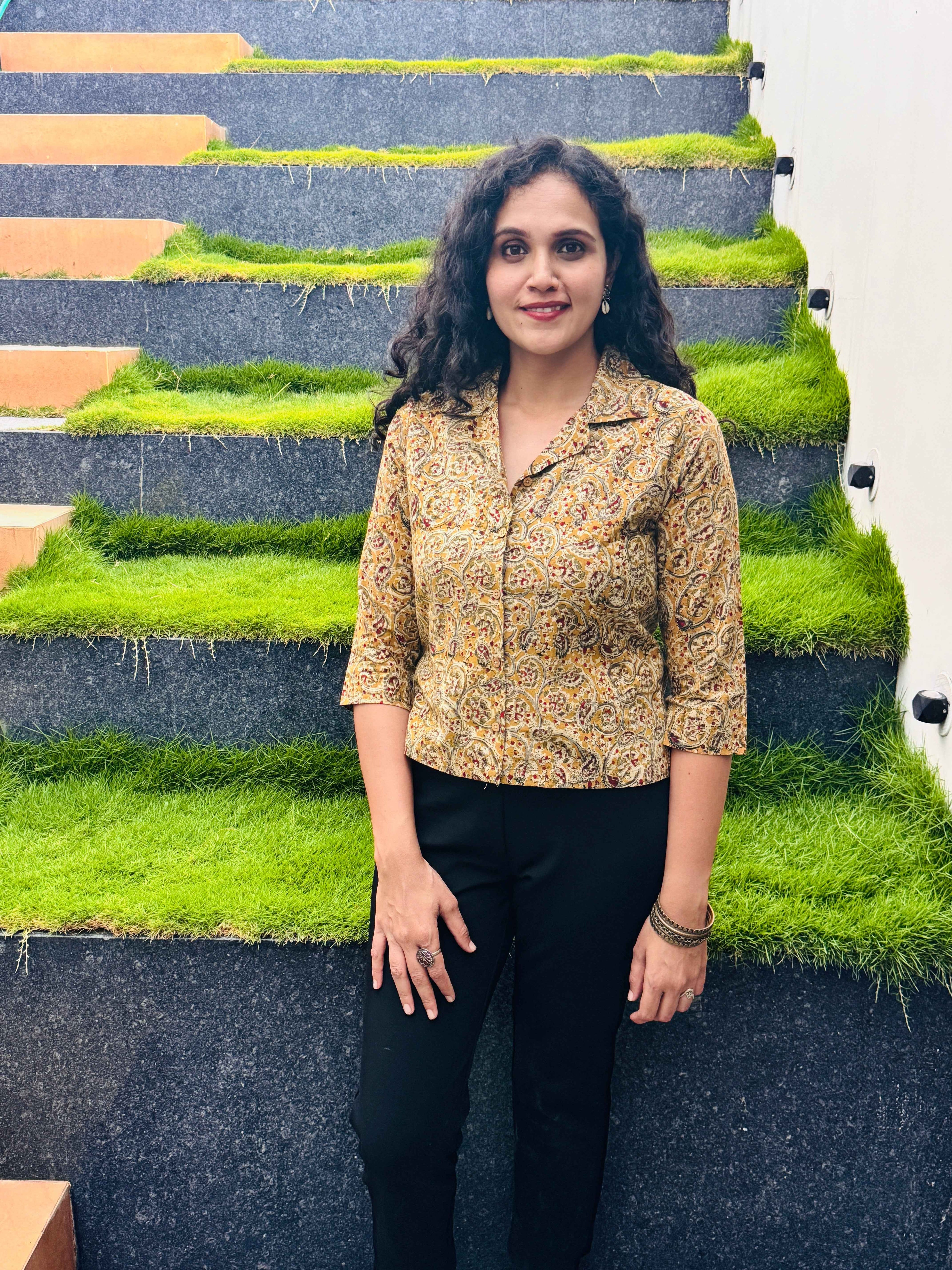 Nirupa - Hand block printed kalamkari crop top