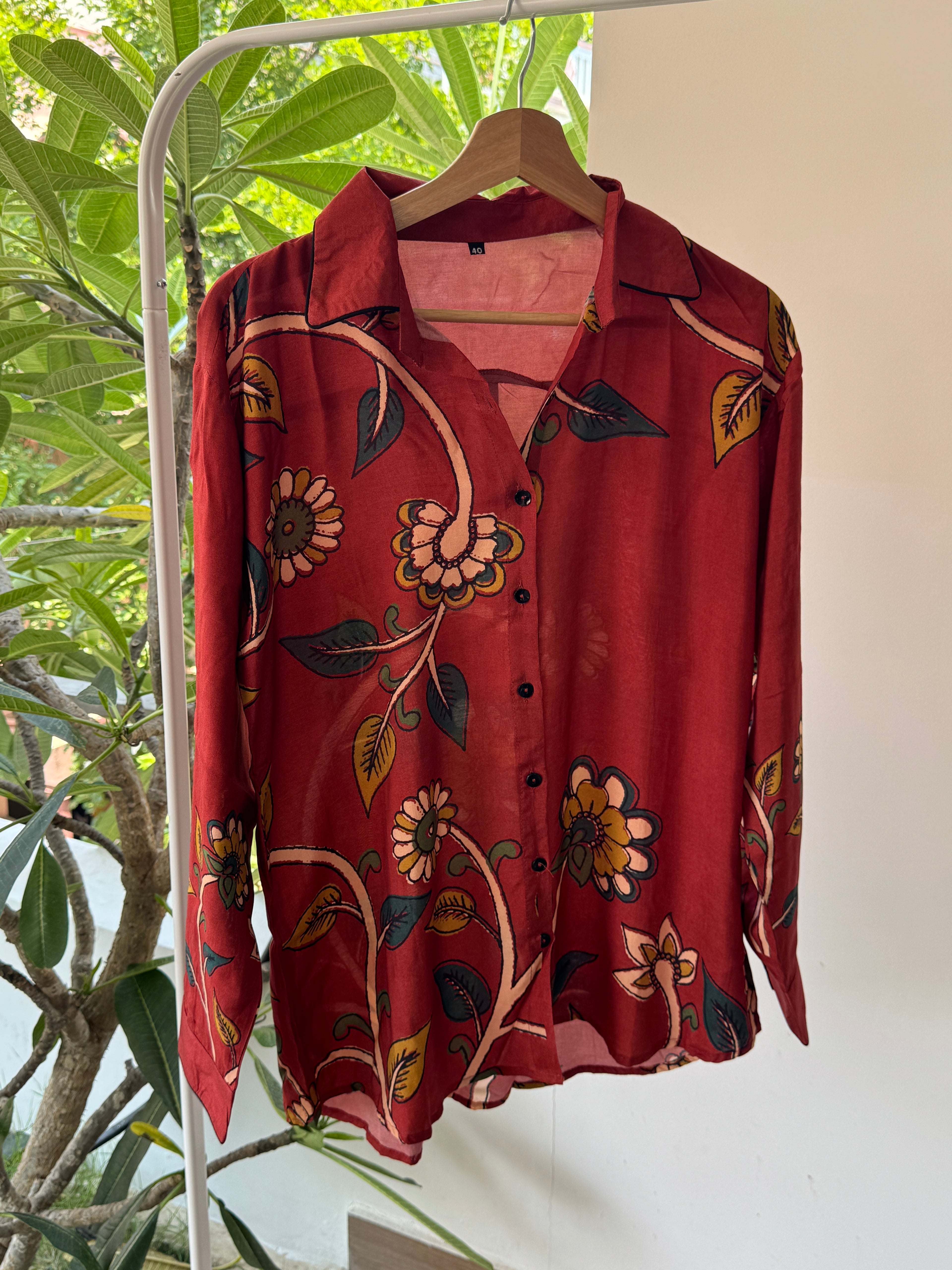 Kimaya - Pure crepe shirt with Kalamkari print