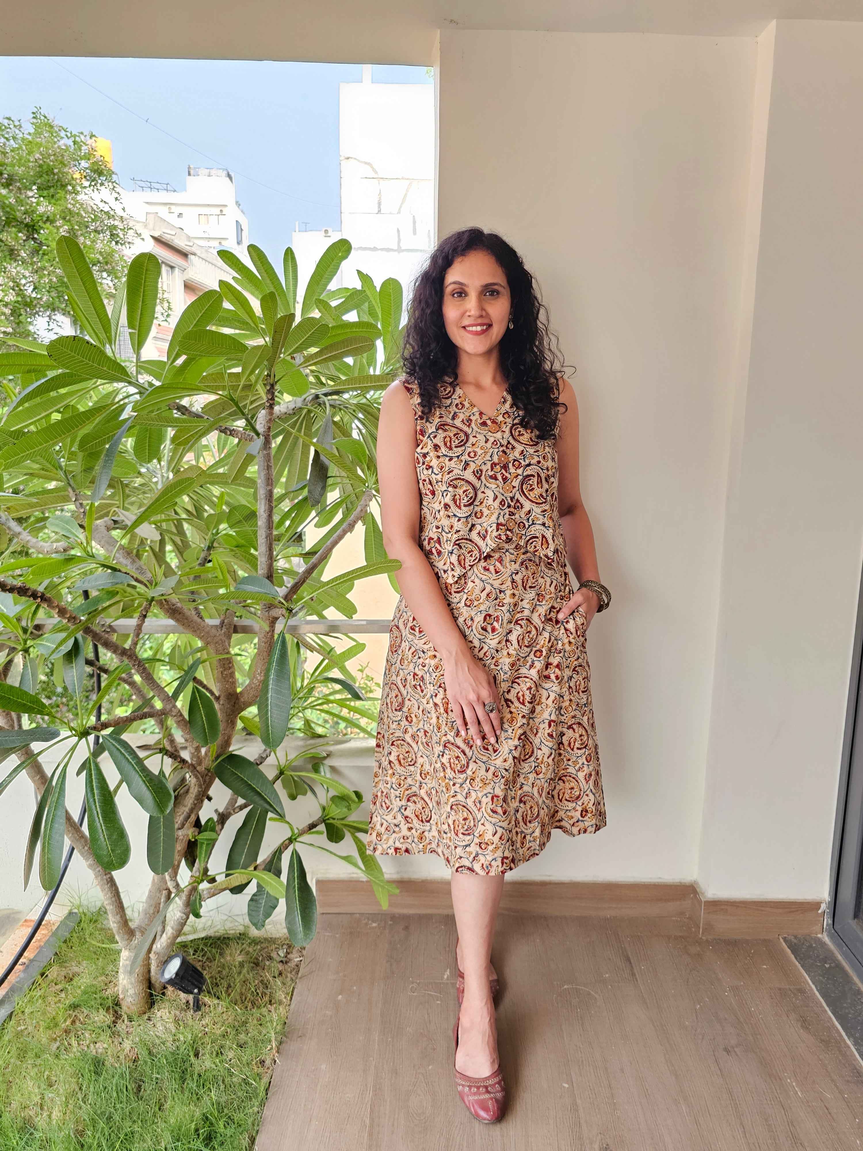Vrukhsa - Hand block printed kalamkari skirt top