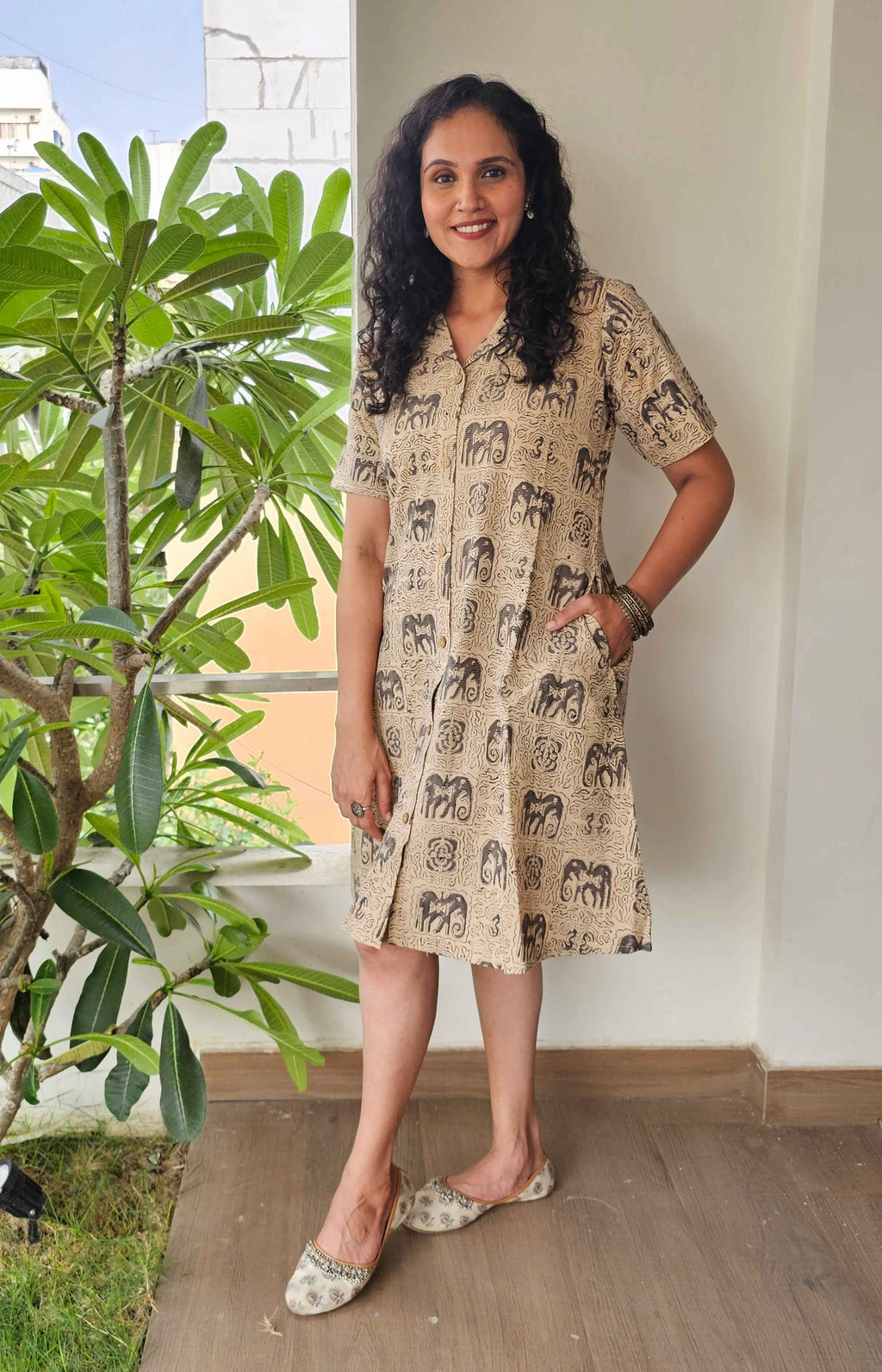 Sumaya - Hand block printed kalamkari A Line dress