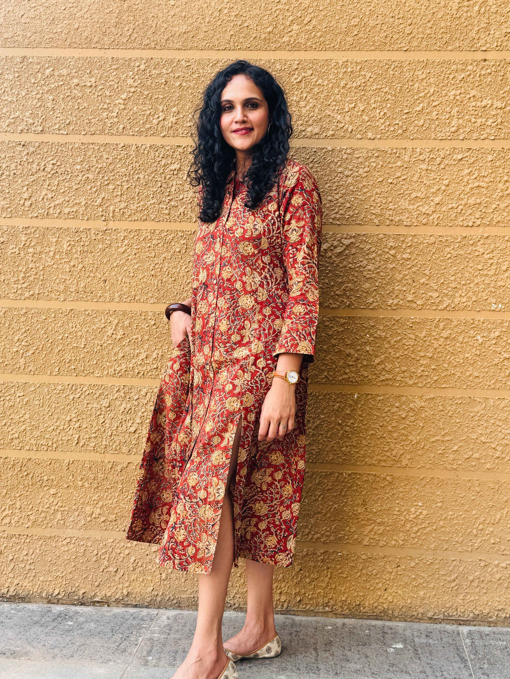 Gargi - Hand block printed kalamkari Maxi dress