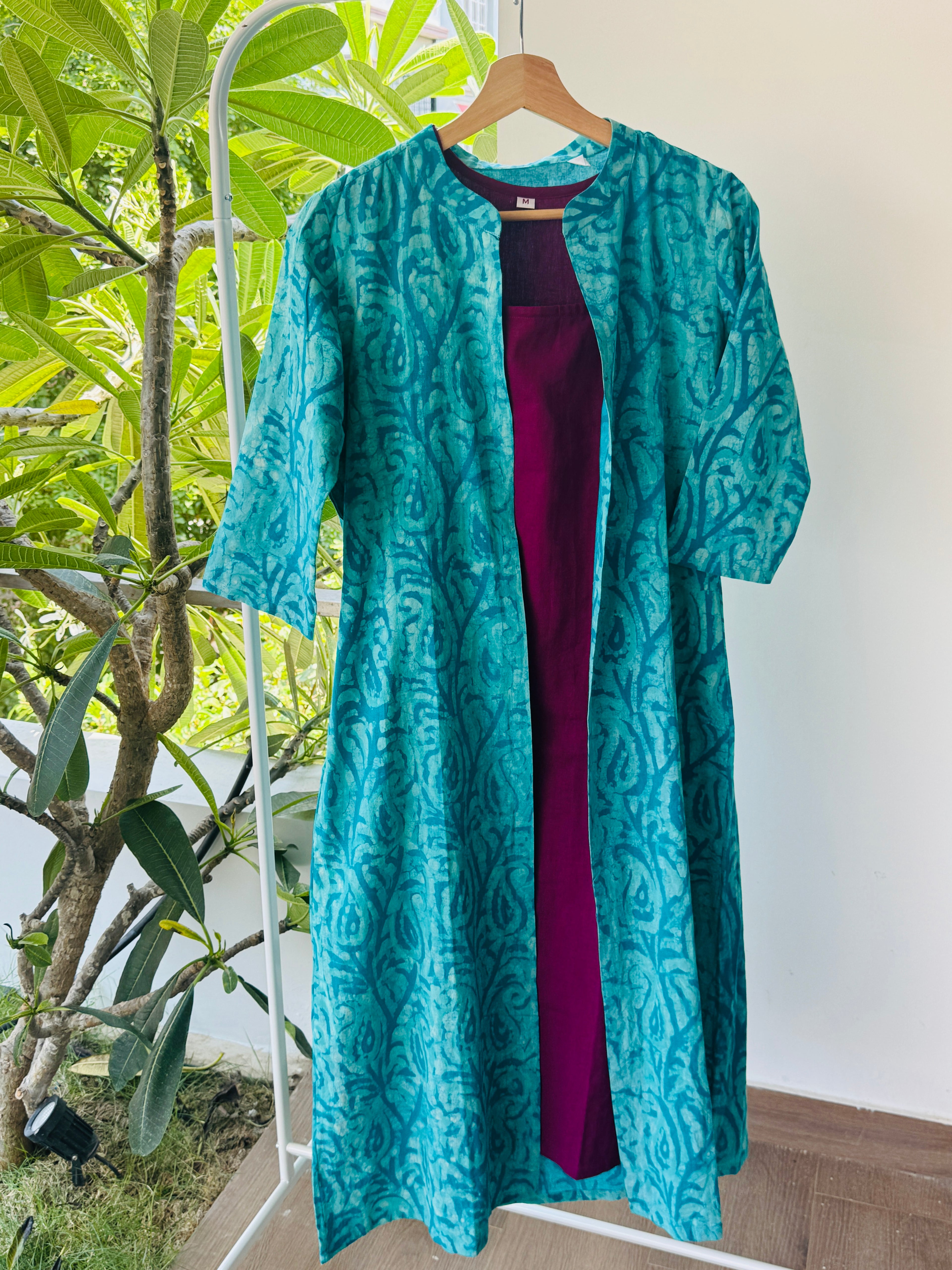 Aradhya-Cotton hand block printed long dress