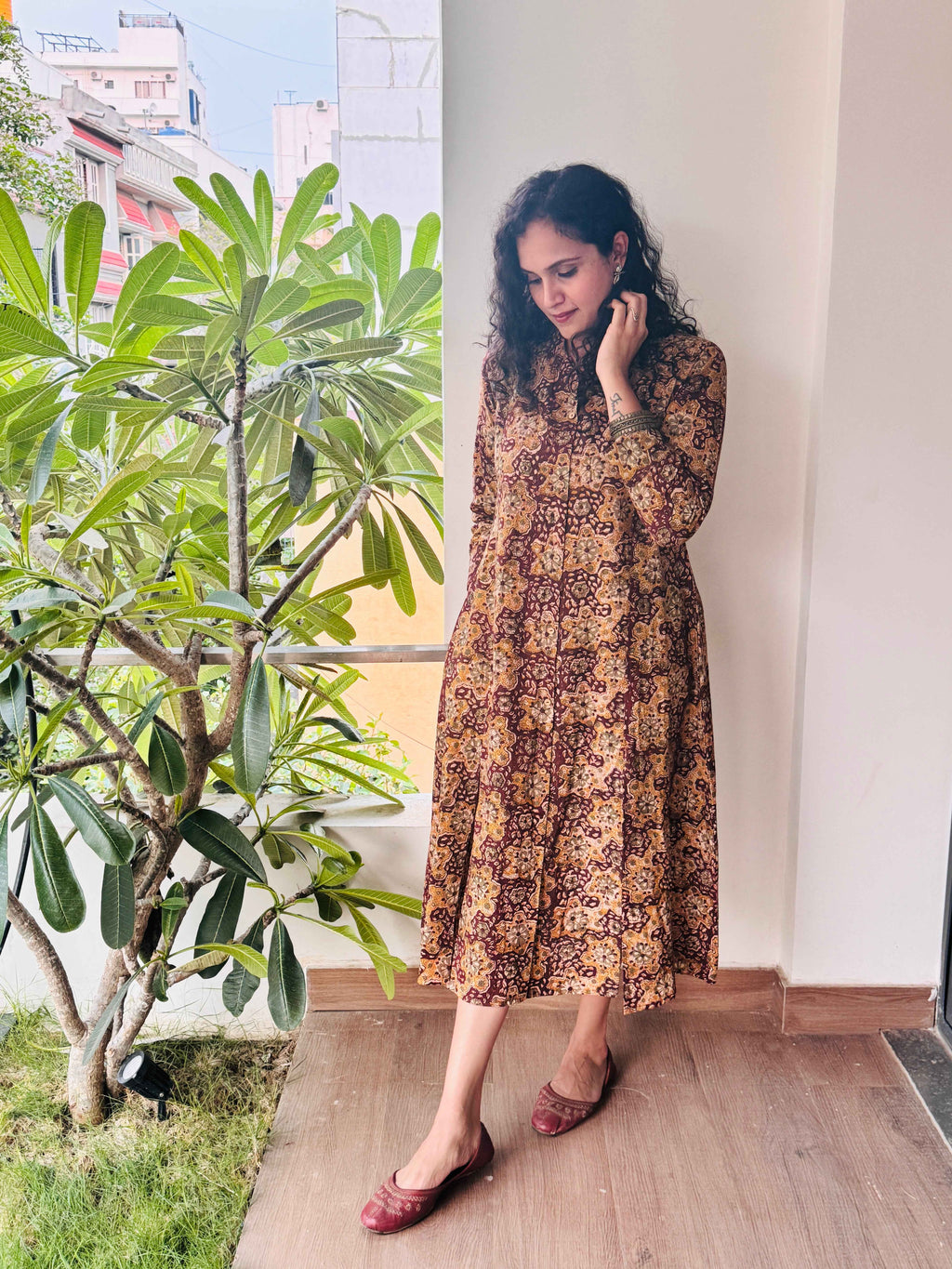 Aadira - Hand block printed kalamkari Maxi dress