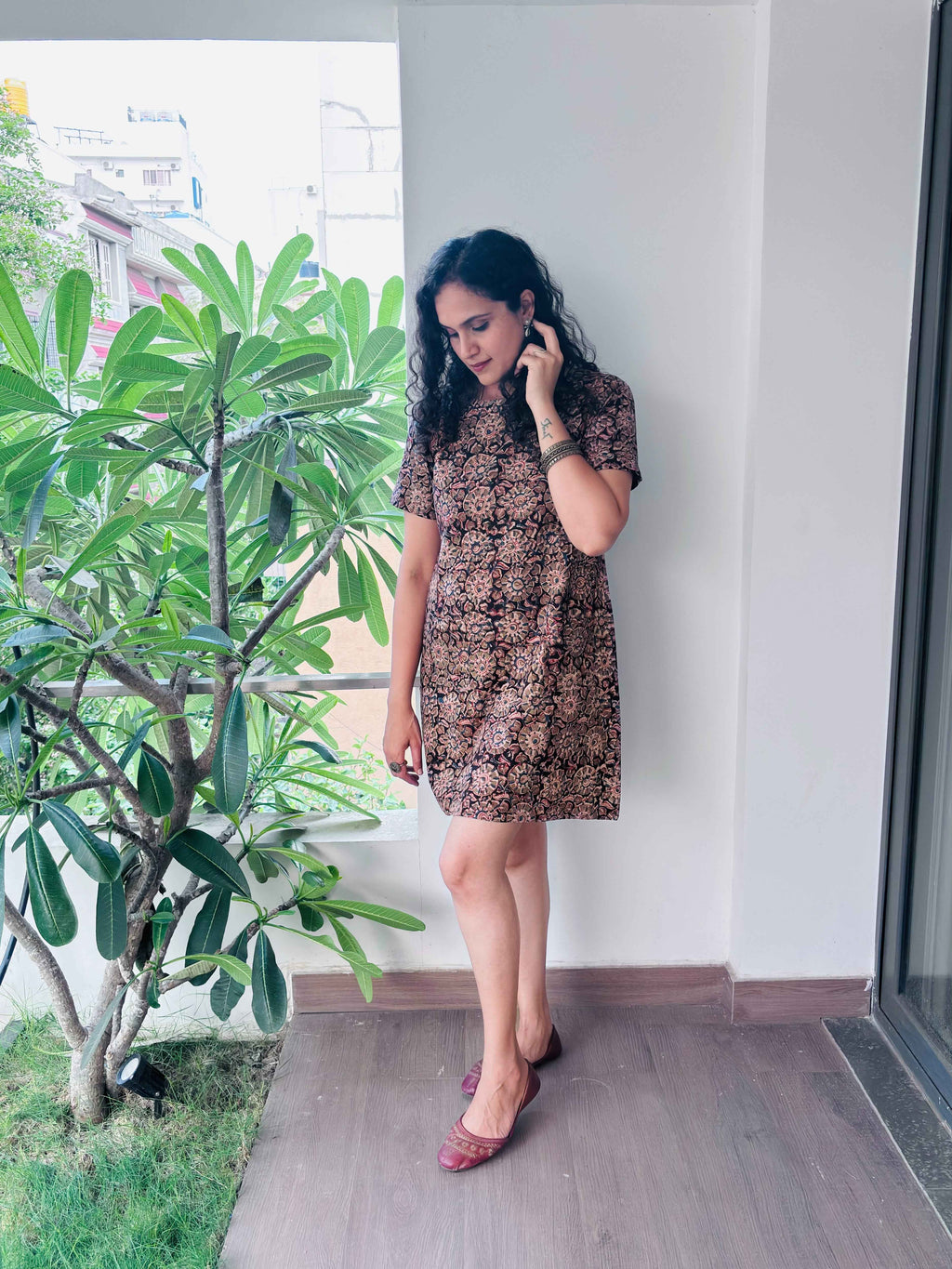 Mrudula - Hand block printed kalamkari short dress