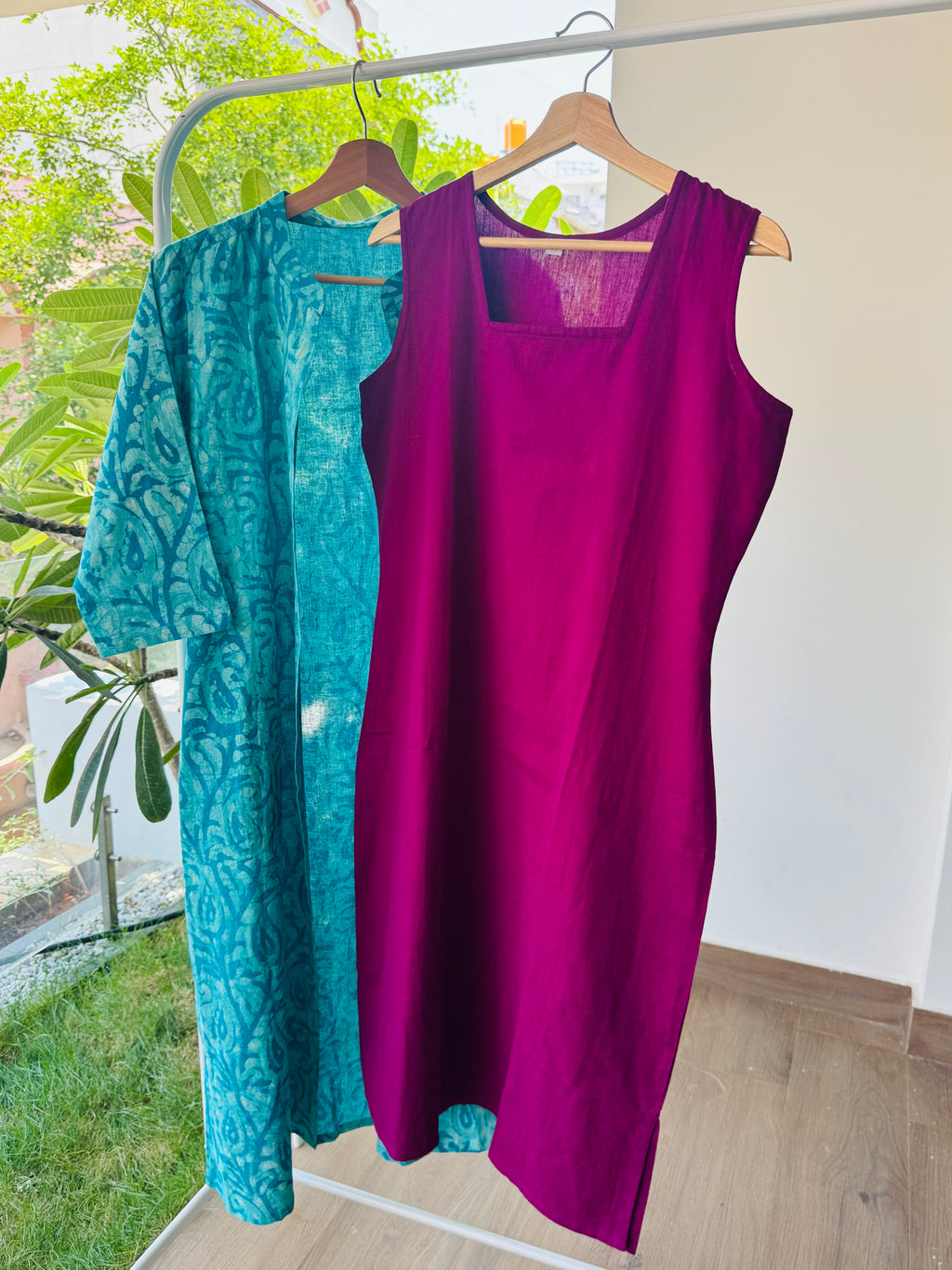 Aradhya-Cotton hand block printed long dress