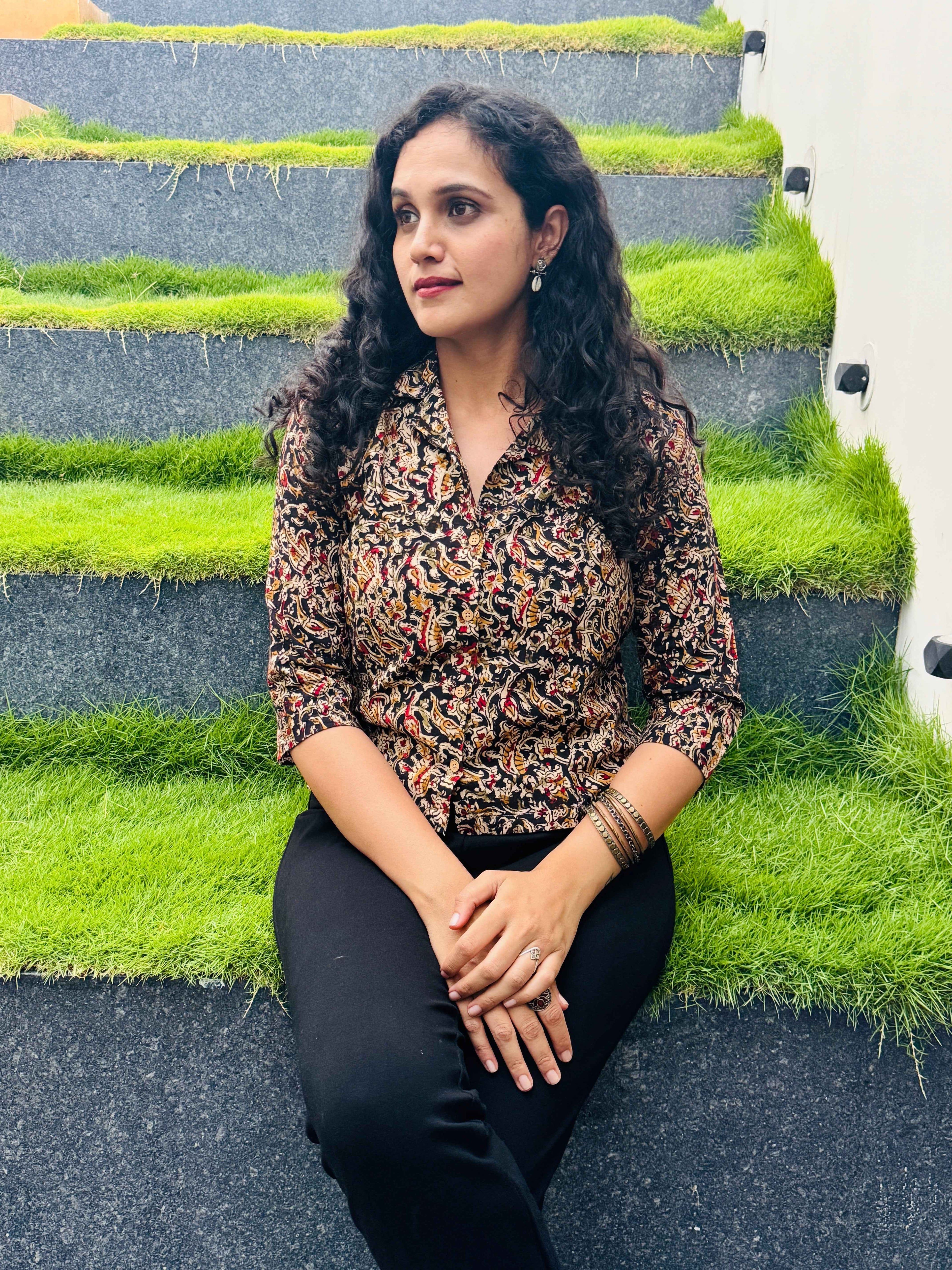 Krupa - Hand block printed kalamkari crop top
