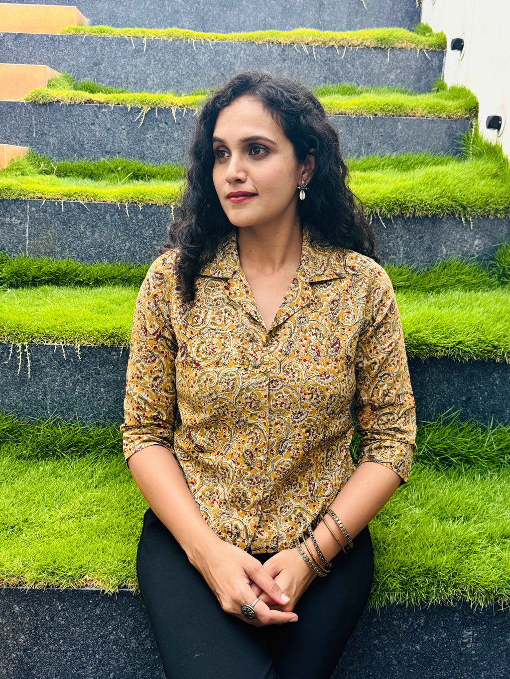 Nirupa - Hand block printed kalamkari crop top