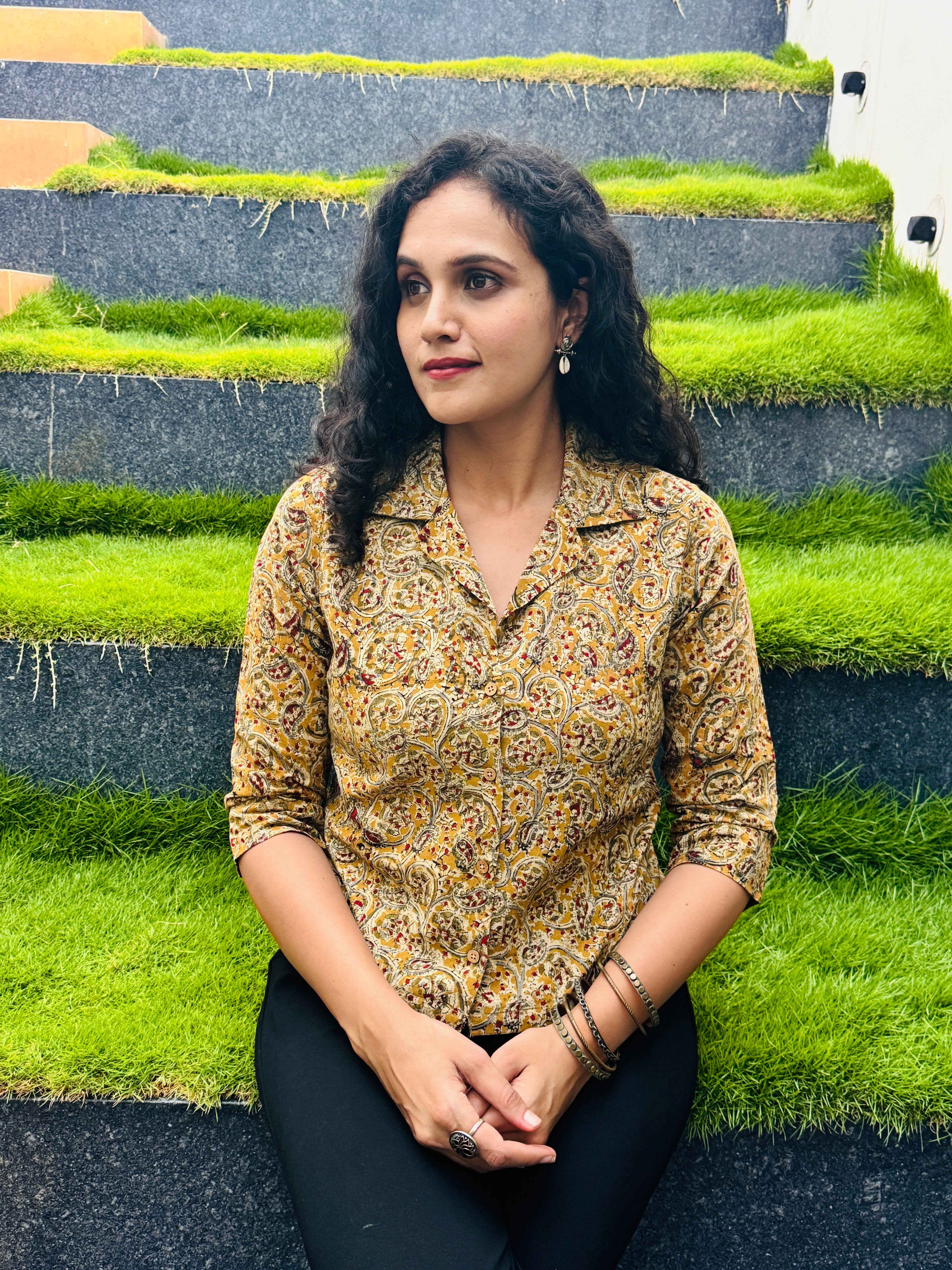 Nirupa - Hand block printed kalamkari crop top