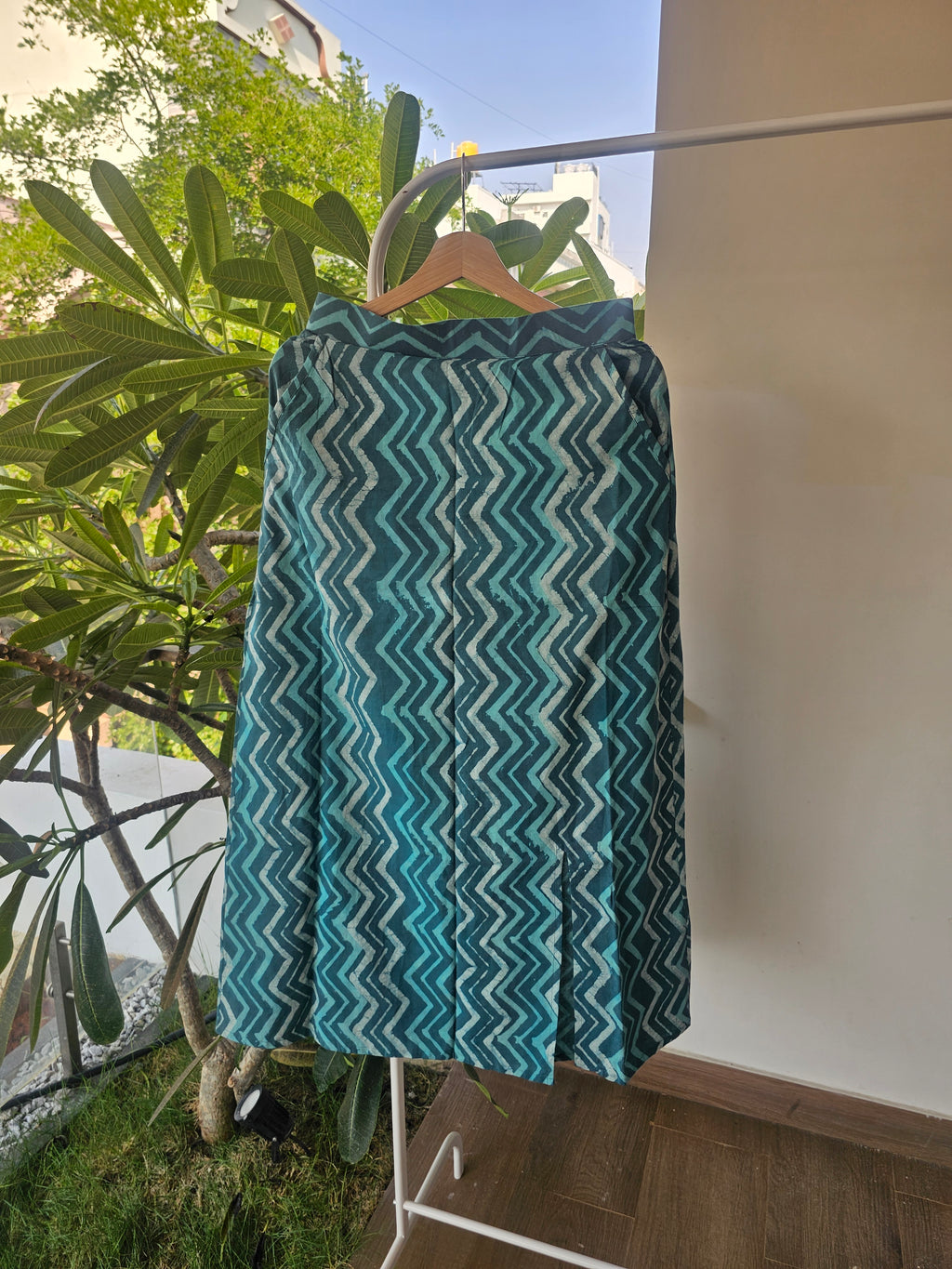 Anika-Hand block printed straight cut skirt