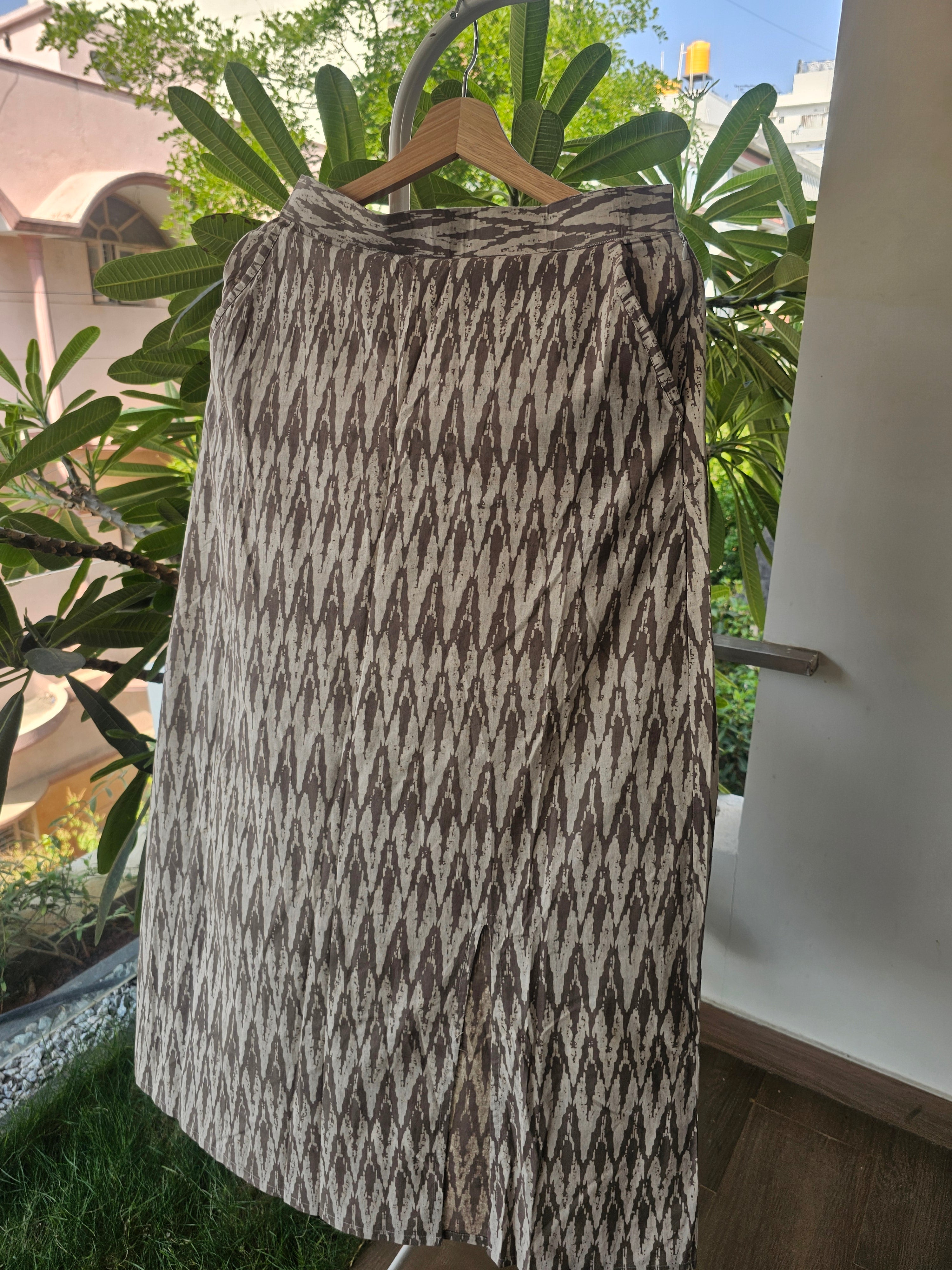 Aira-Hand block printed straight cut skirt