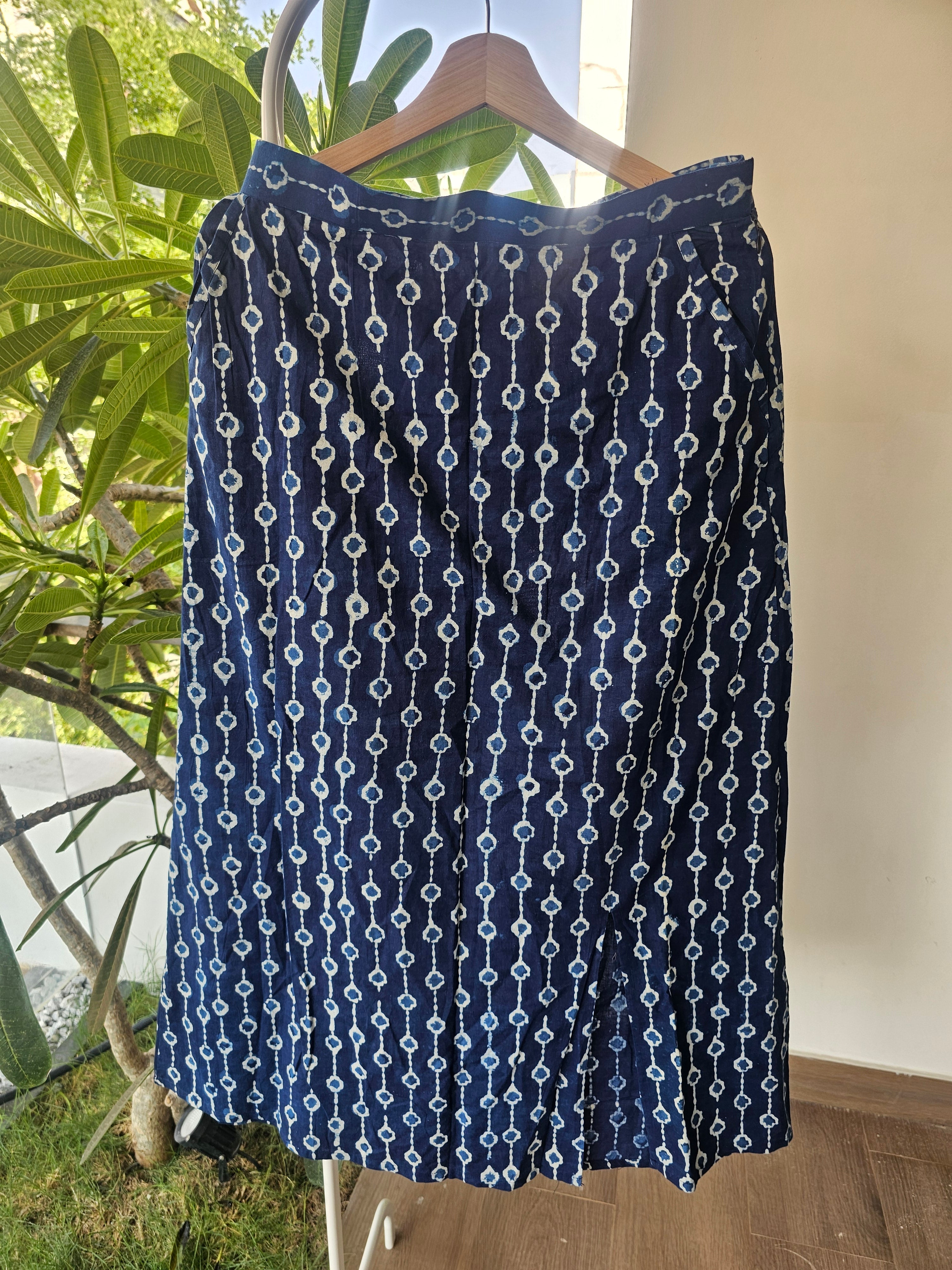 Kriti-Hand block printed straight cut skirt