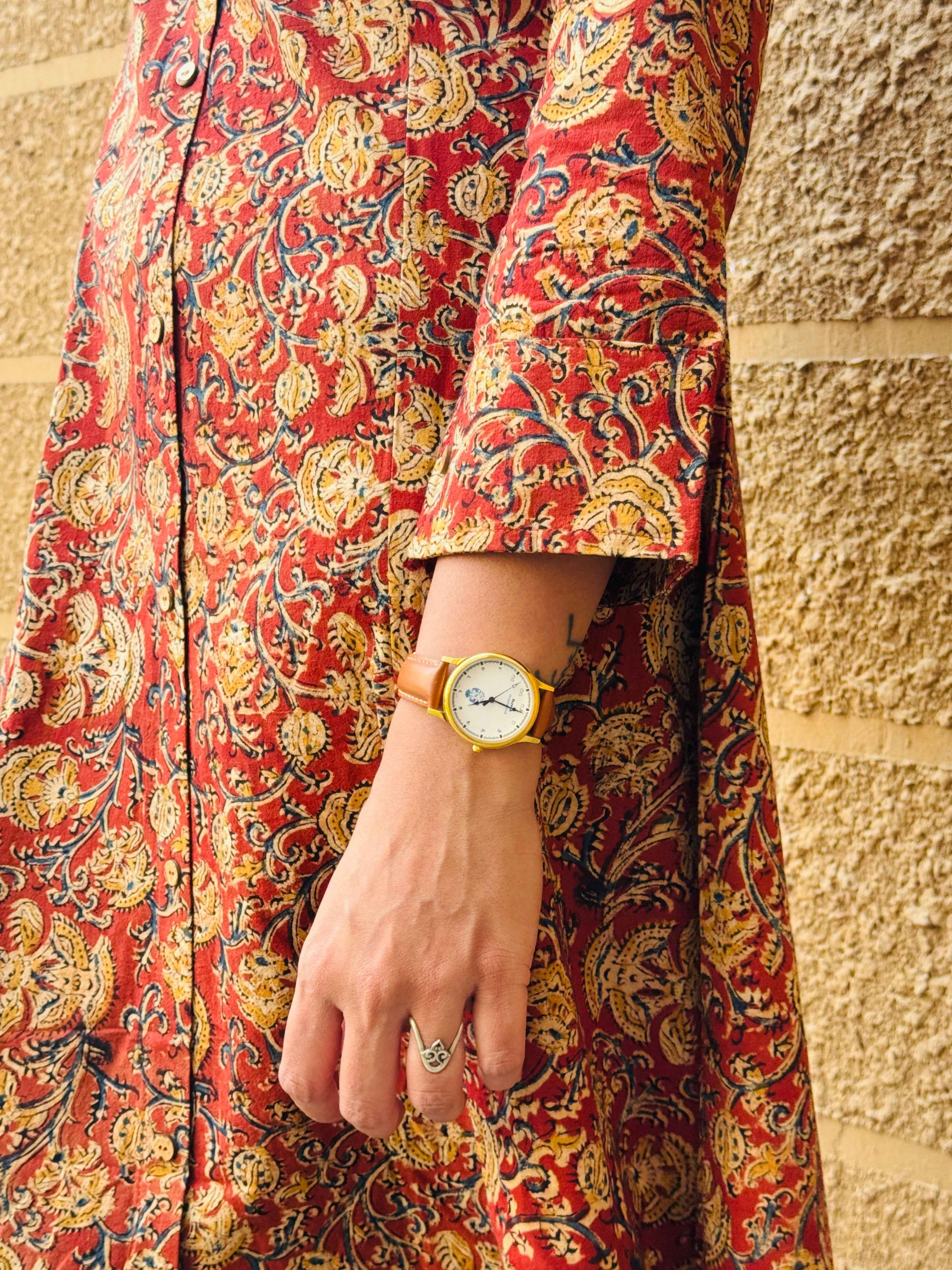 Gargi - Hand block printed kalamkari Maxi dress