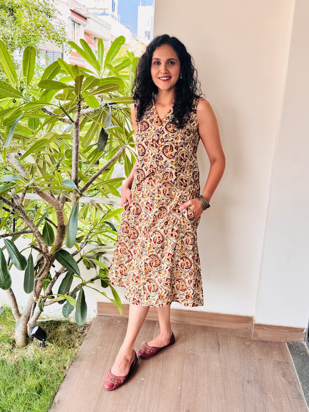 Vrukhsa - Hand block printed kalamkari skirt top