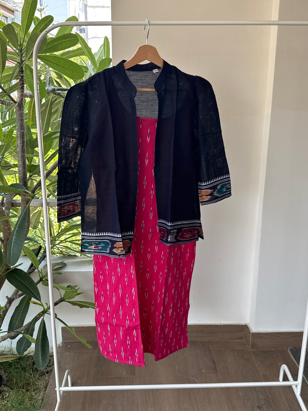 Bhuvi-Handloom ikkat weave knee length dress