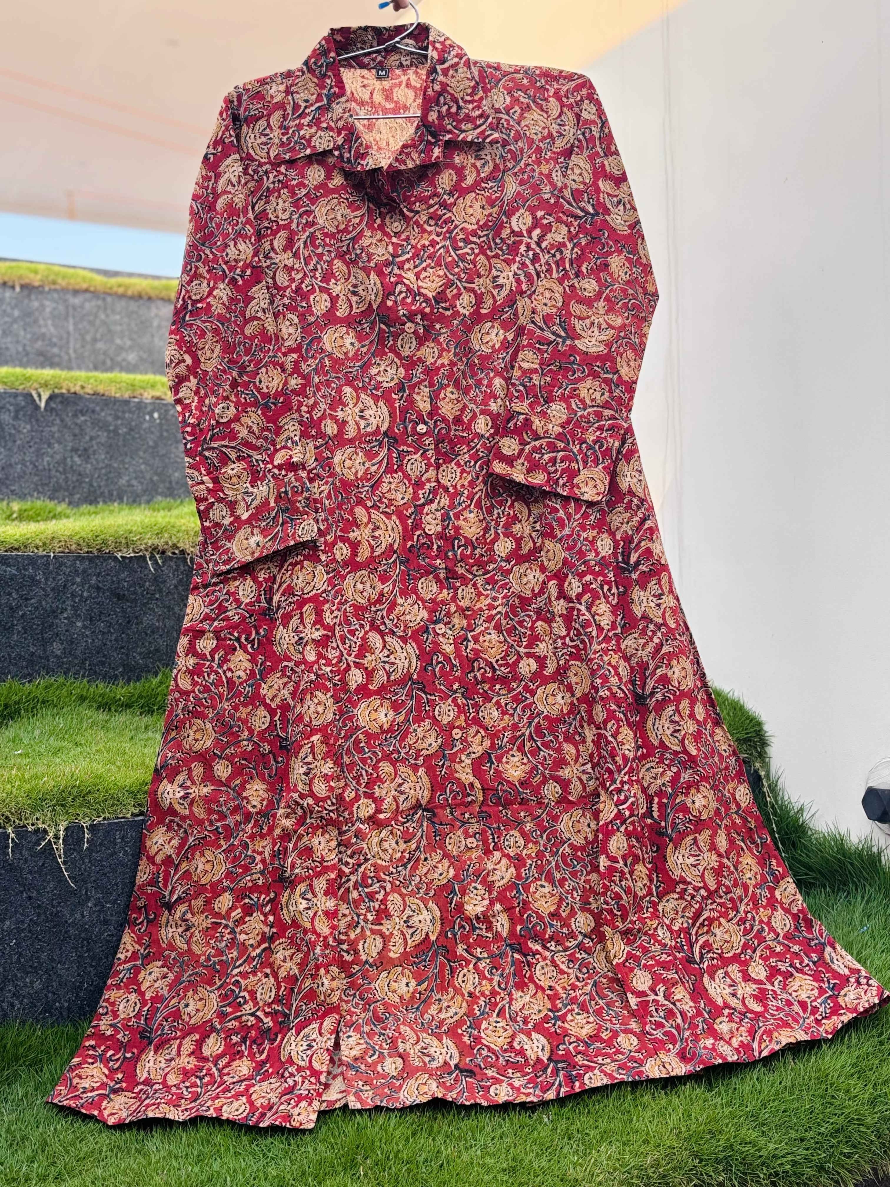 Gargi - Hand block printed kalamkari Maxi dress