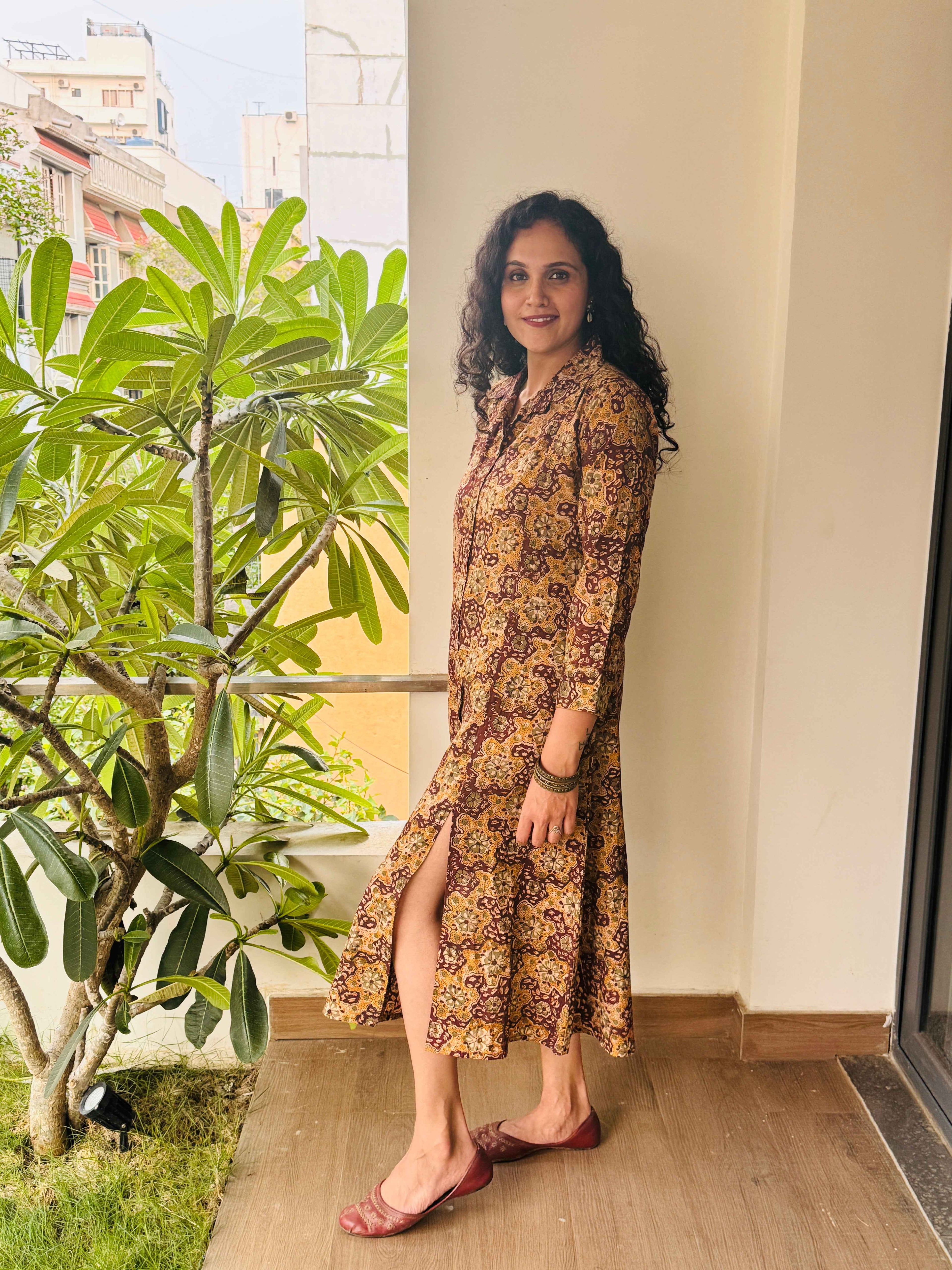 Aadira - Hand block printed kalamkari Maxi dress