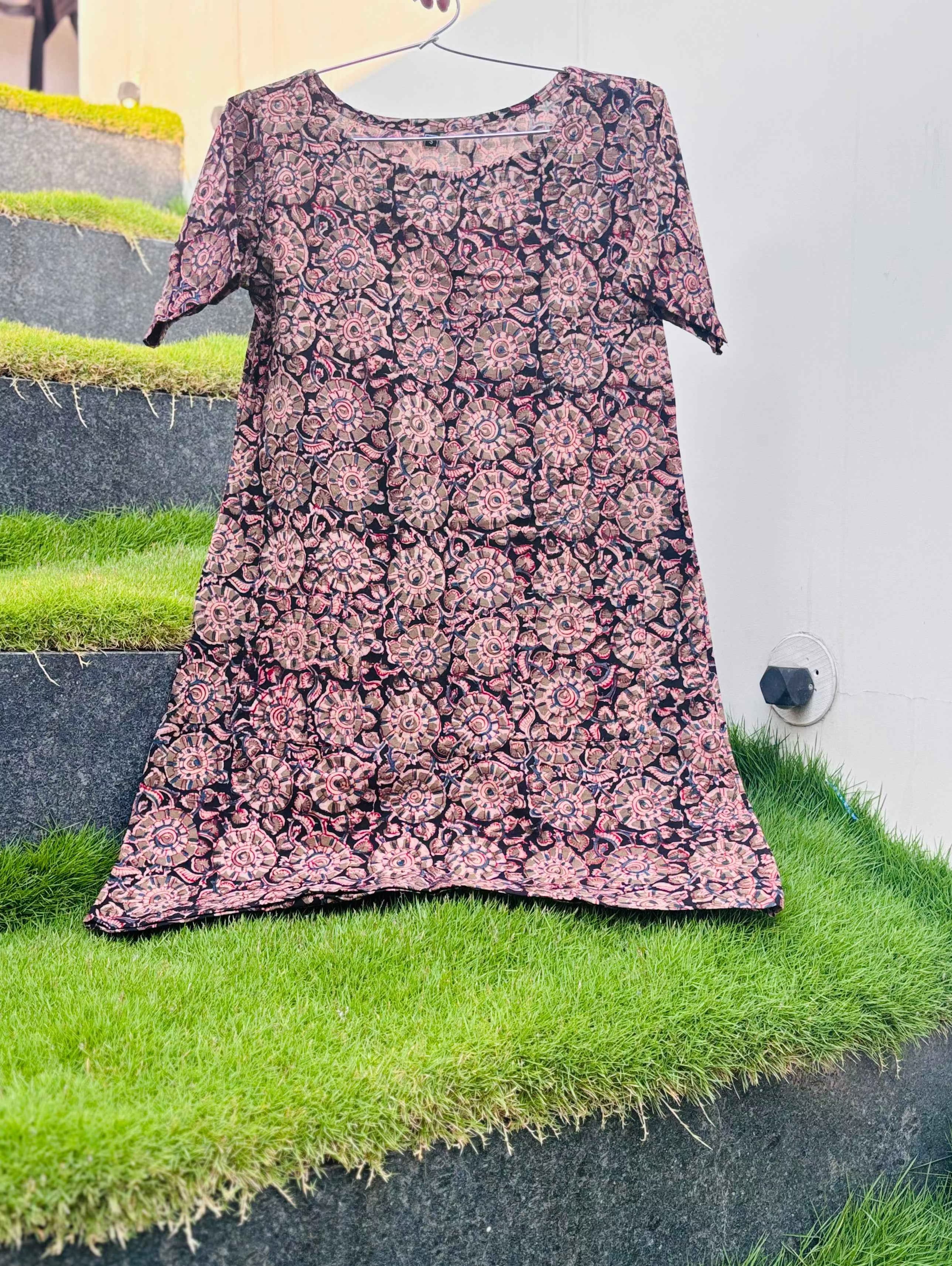 Mrudula - Hand block printed kalamkari short dress