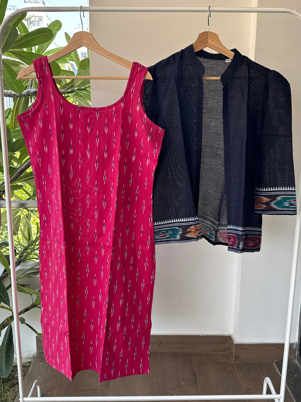 Bhuvi-Handloom ikkat weave knee length dress