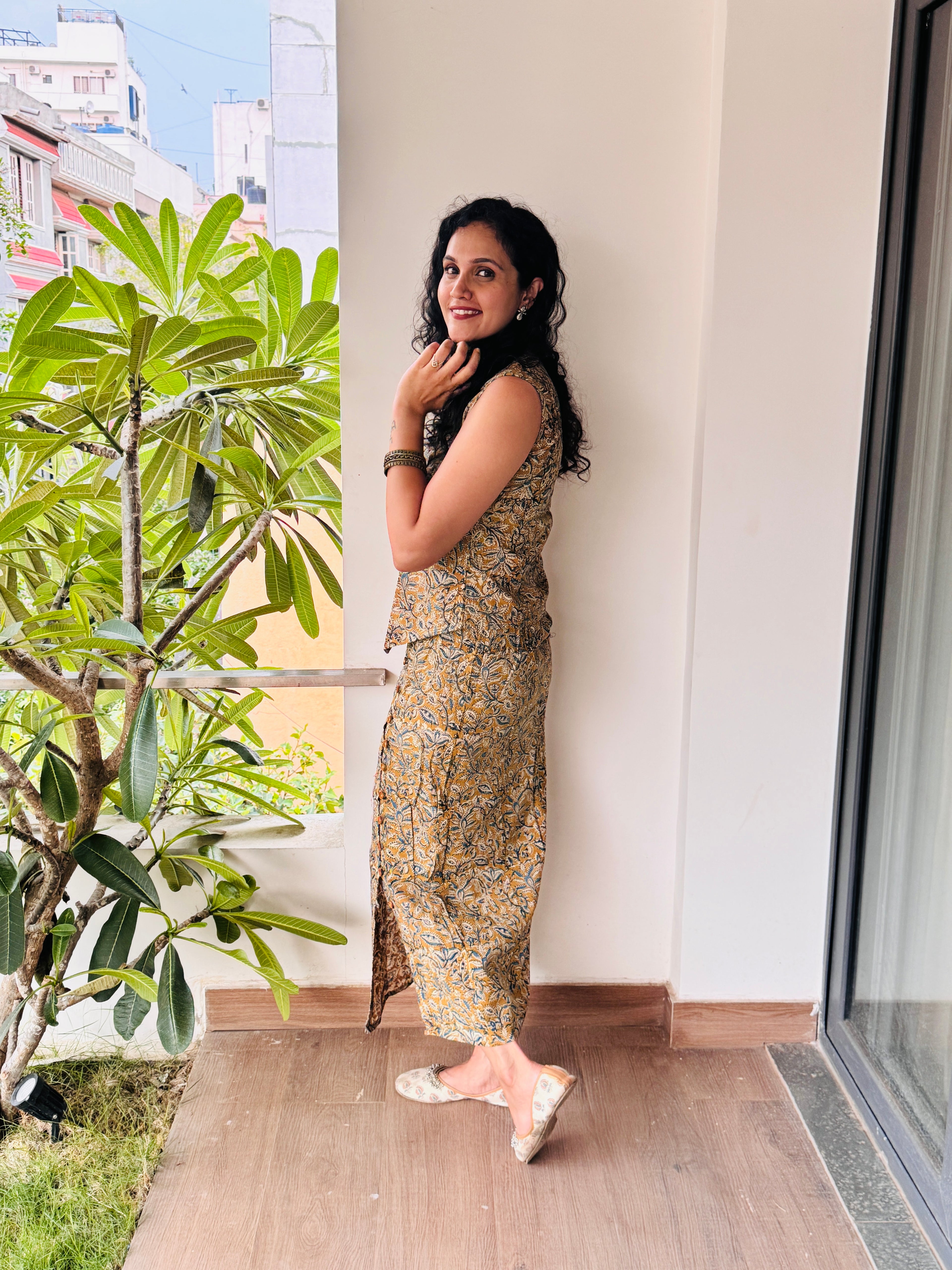 Sutra - Hand block printed kalamkari skirt top