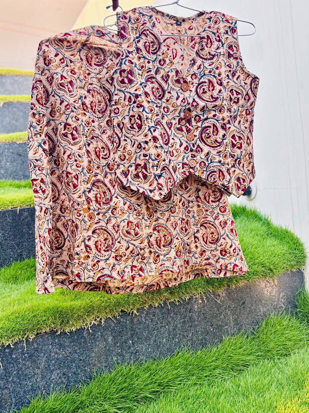 Vrukhsa - Hand block printed kalamkari skirt top
