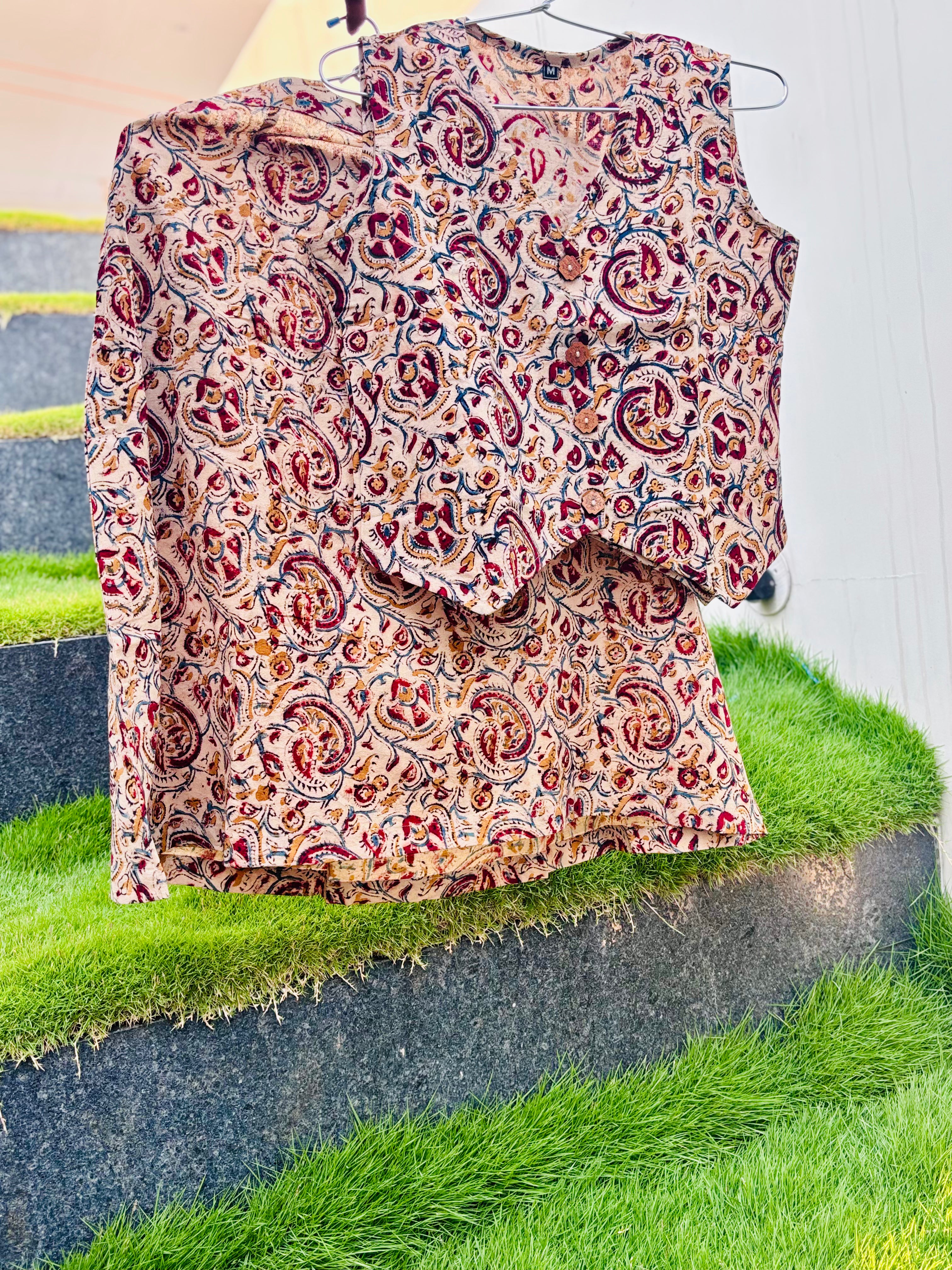 Vrukhsa - Hand block printed kalamkari skirt top