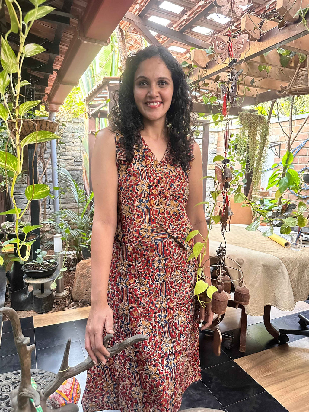 Varnika - Hand block printed kalamkari skirt top