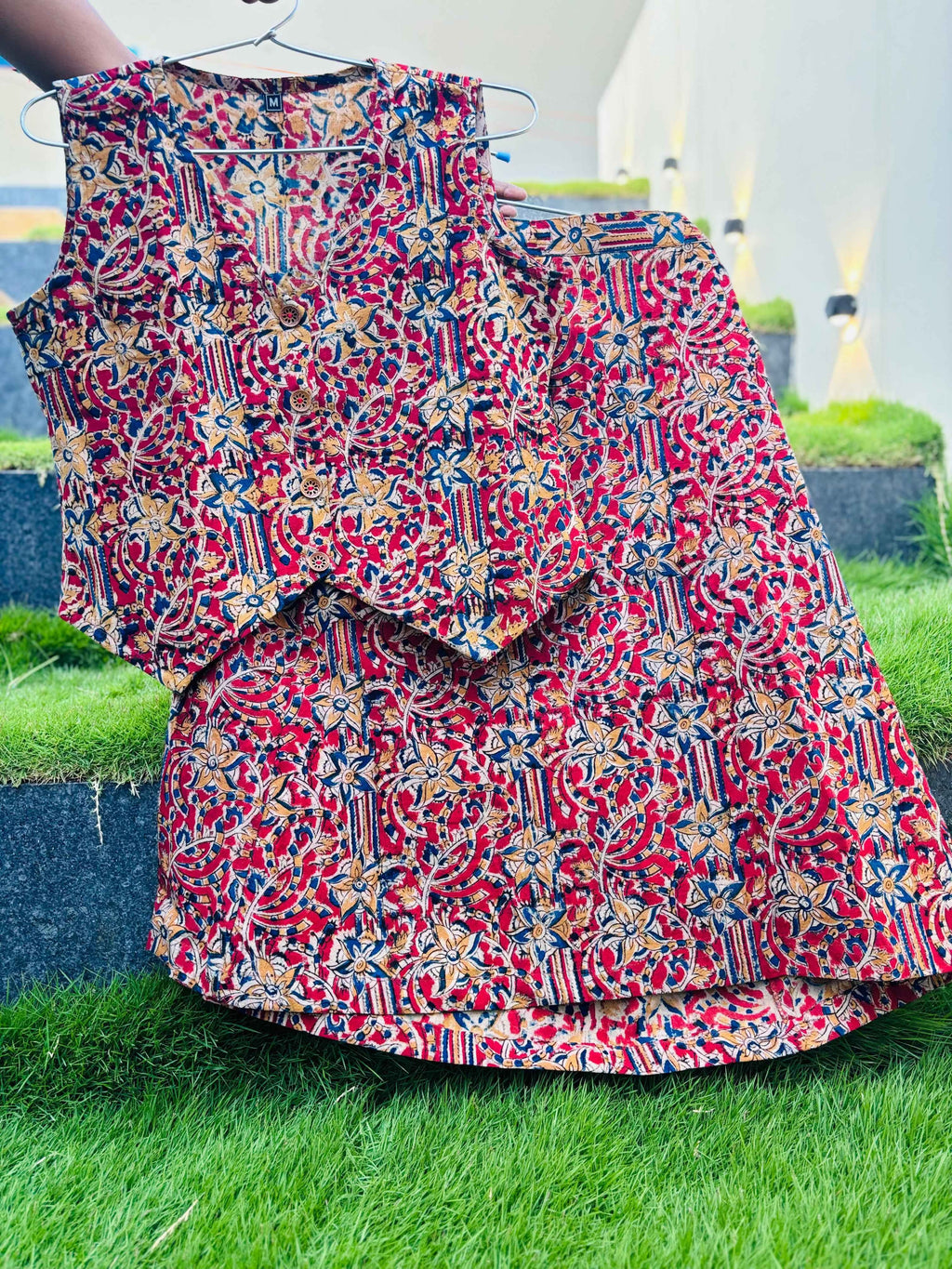Varnika - Hand block printed kalamkari skirt top