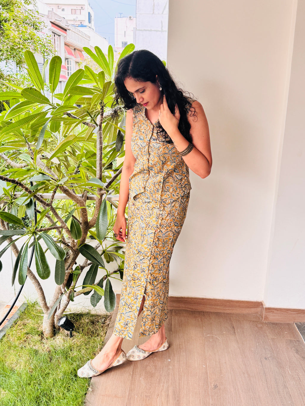 Sutra - Hand block printed kalamkari skirt top