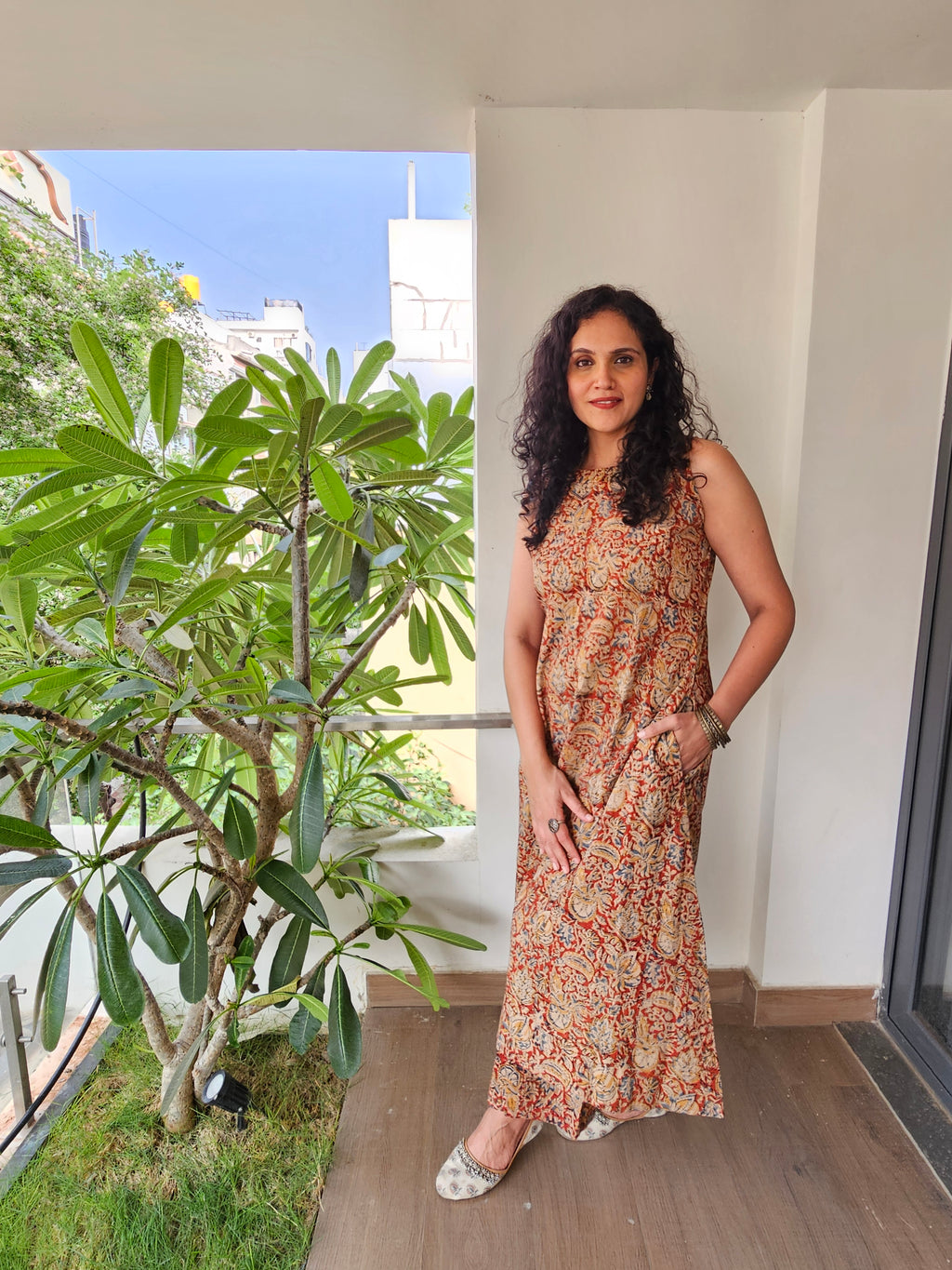 Mrida - Hand block printed kalamkari halter neck co-ord set